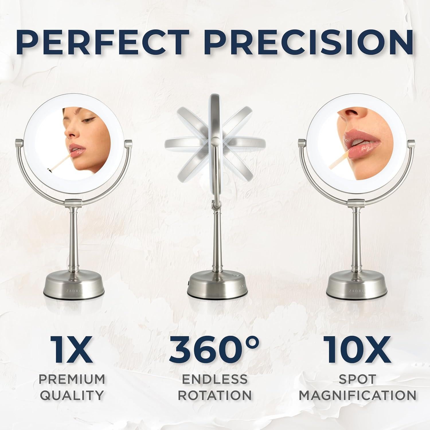 Espejo de Maquillaje Iluminado Zadro SLVRLT 10X/1X 52.83 cm