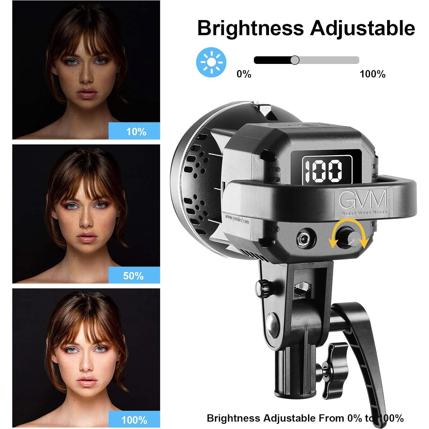 GVM Great Video Maker 80W Portable LED Video Light White 5600K Daylight Balanced Video Light, CRI 97+ Continuous Lighting Bowens Mount for Video Recording, Children Photography, Outdoor Shooting