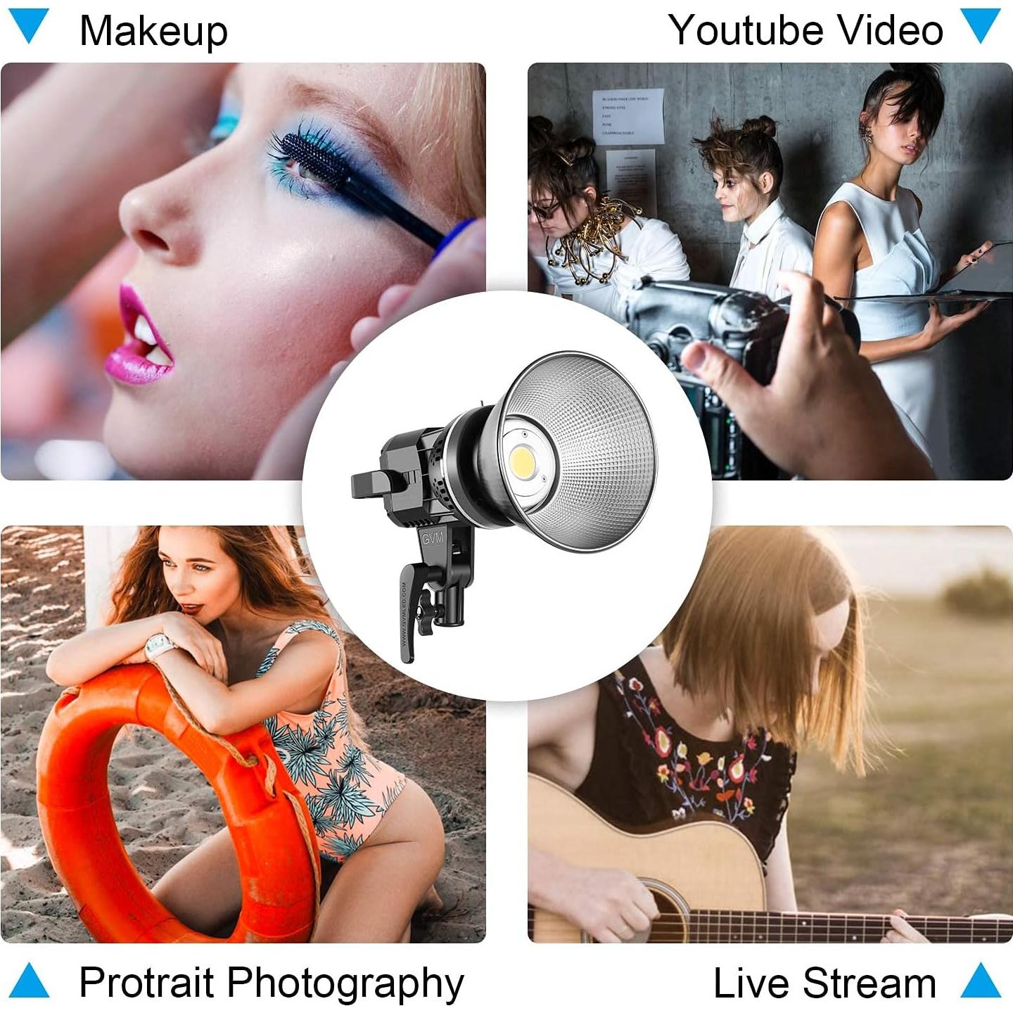GVM Great Video Maker 80W Portable LED Video Light White 5600K Daylight Balanced Video Light, CRI 97+ Continuous Lighting Bowens Mount for Video Recording, Children Photography, Outdoor Shooting