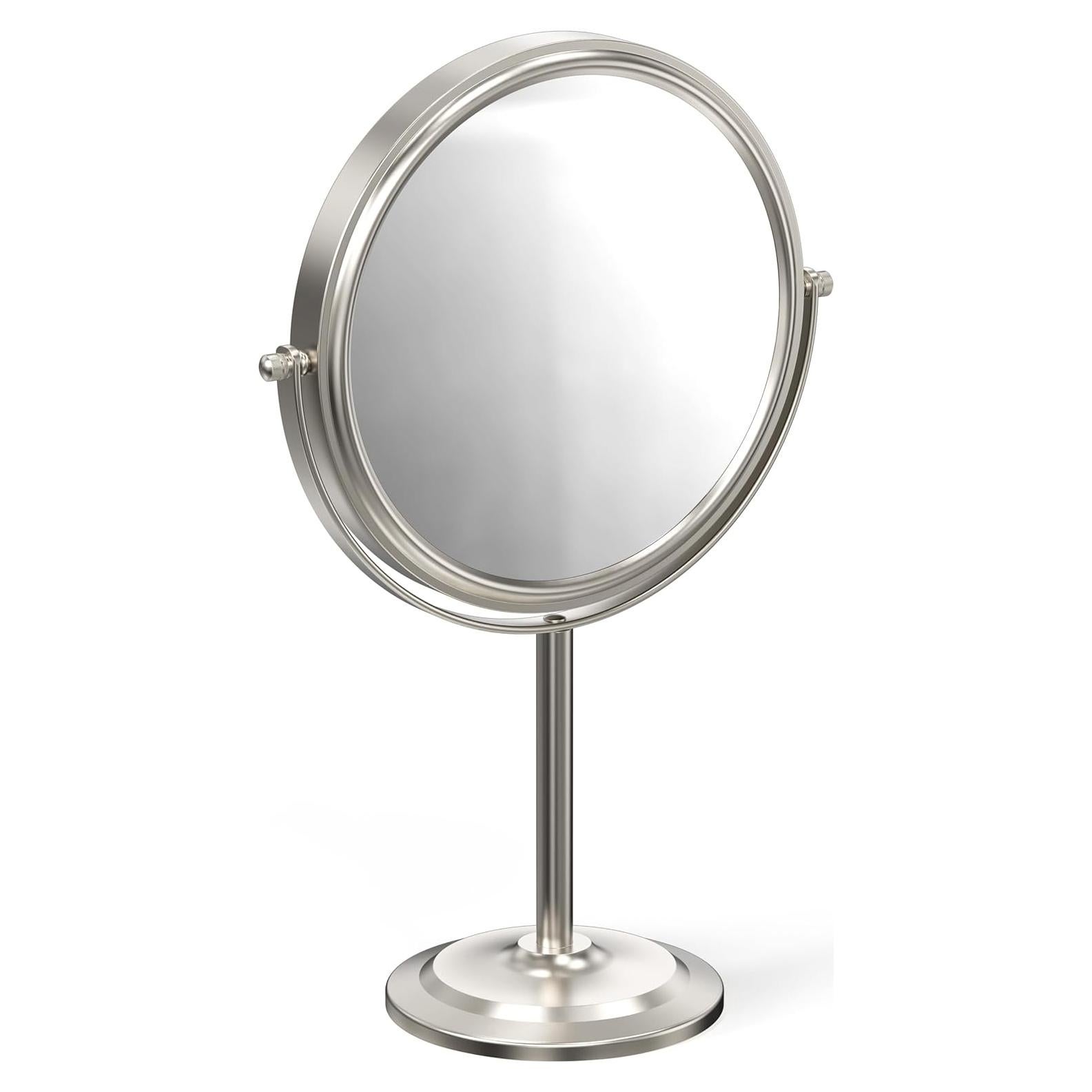 Deco Brothers Makeup Mirrors with Stand, 8 Inch Double Sided with 7X Magnification, Nickel