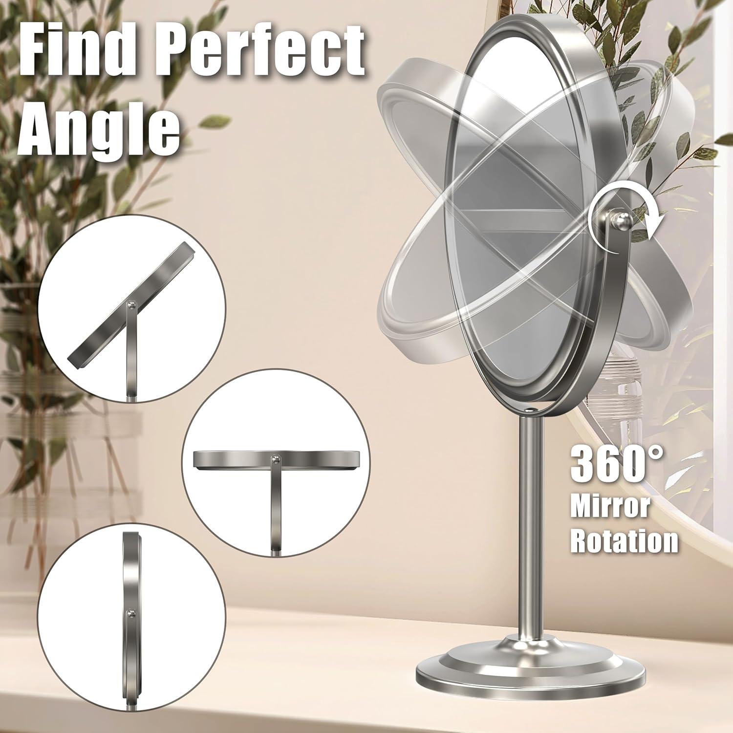 Deco Brothers Makeup Mirrors with Stand, 8 Inch Double Sided with 7X Magnification, Nickel