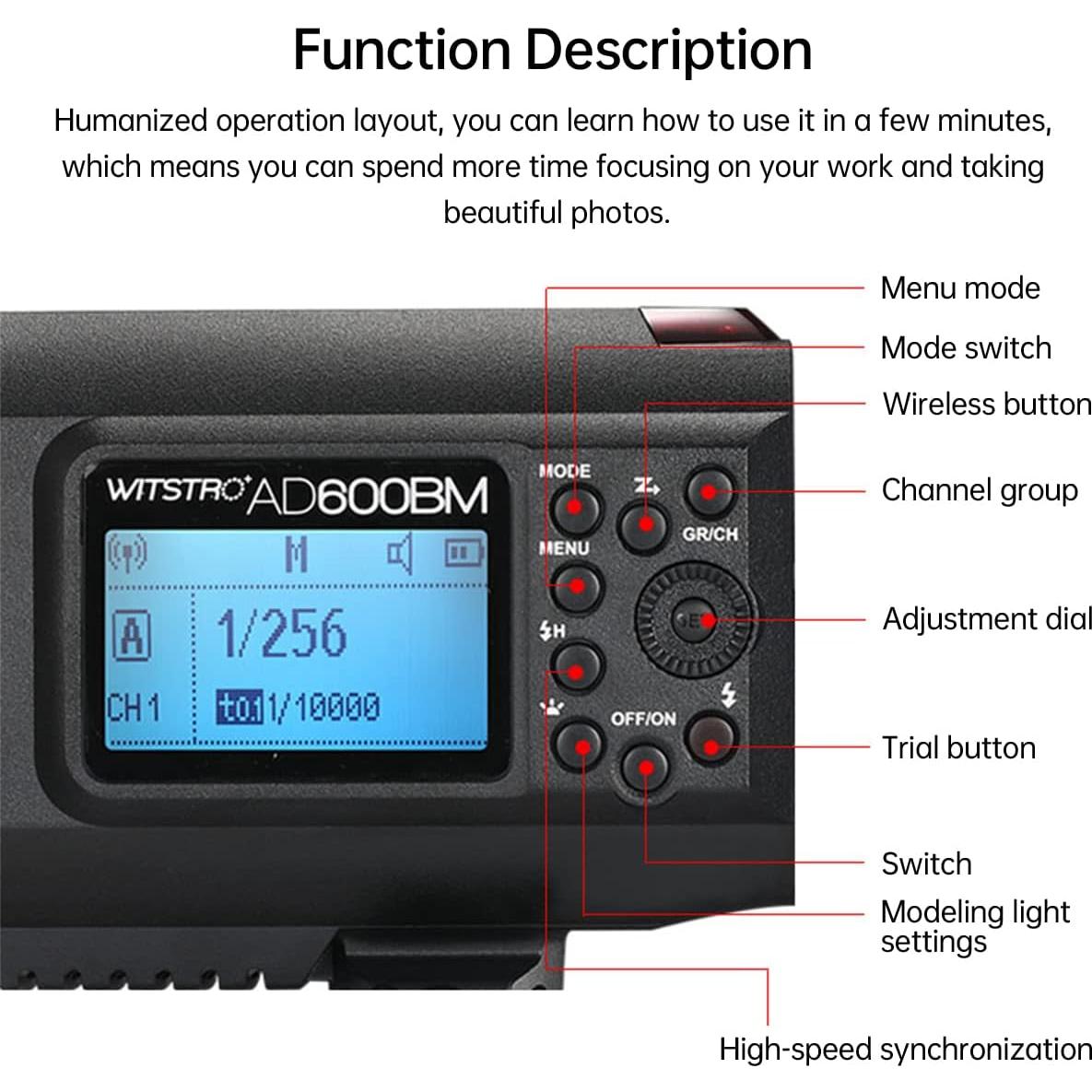 Flash Estroboscópico Godox AD600BM 600Ws Montura Bowens