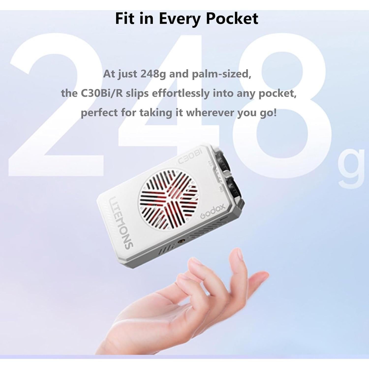 Luz de Video LED Godox C30 BI 30W Bi-Color 2800K-6500K