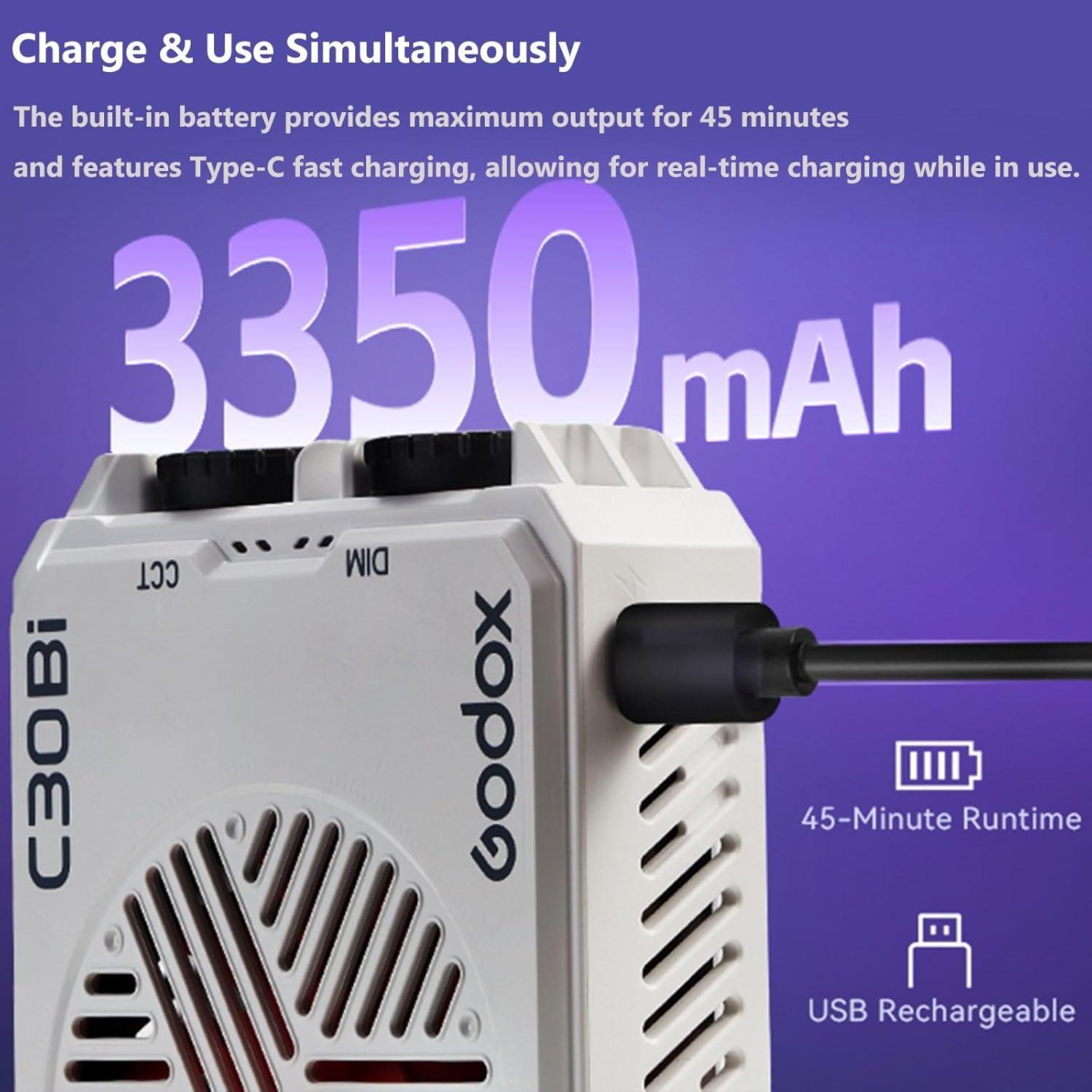 Luz de Video LED Godox C30 BI 30W Bi-Color 2800K-6500K