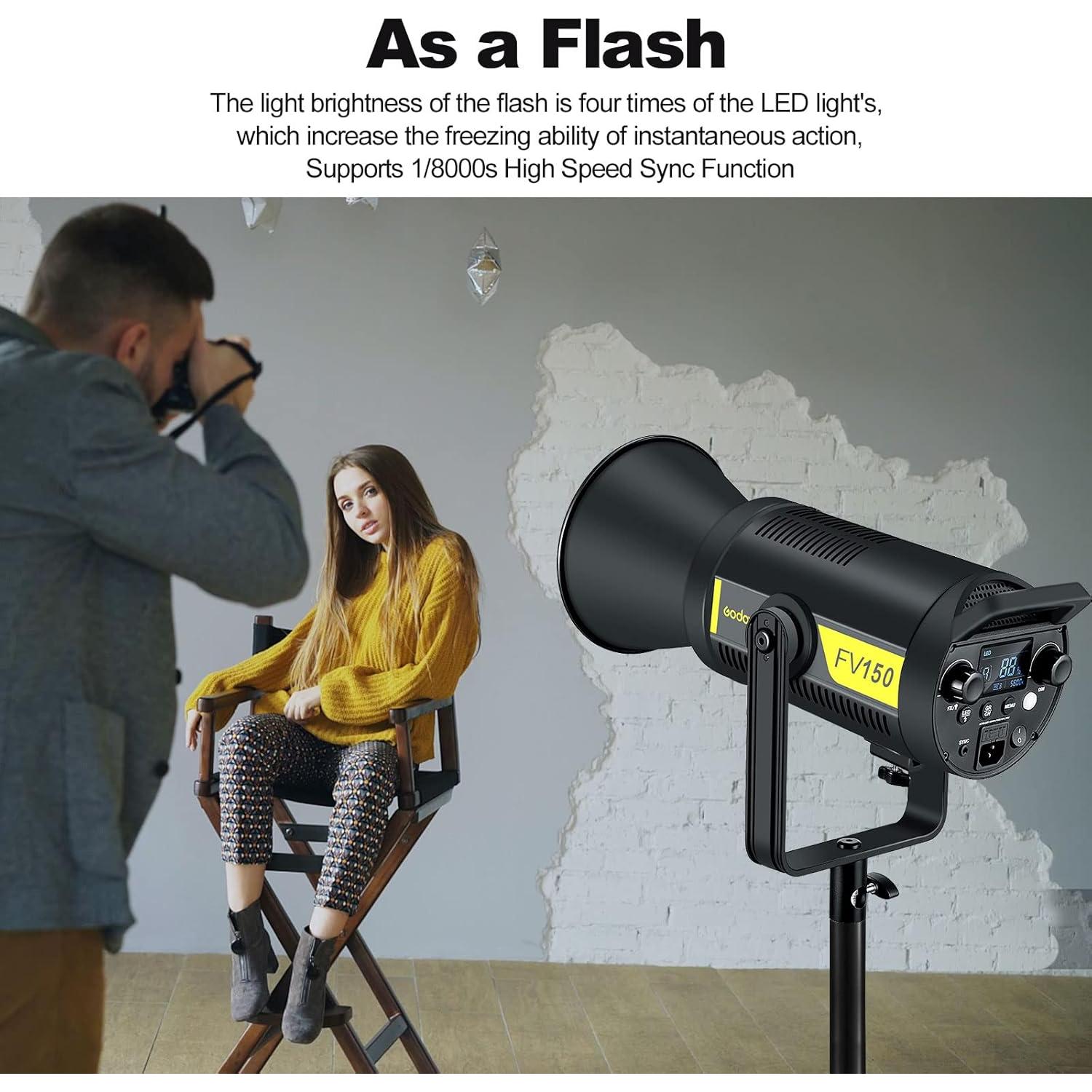 Godox FV150 Luz LED Flash 150W 1/8000s CRI96+ 12000LUX