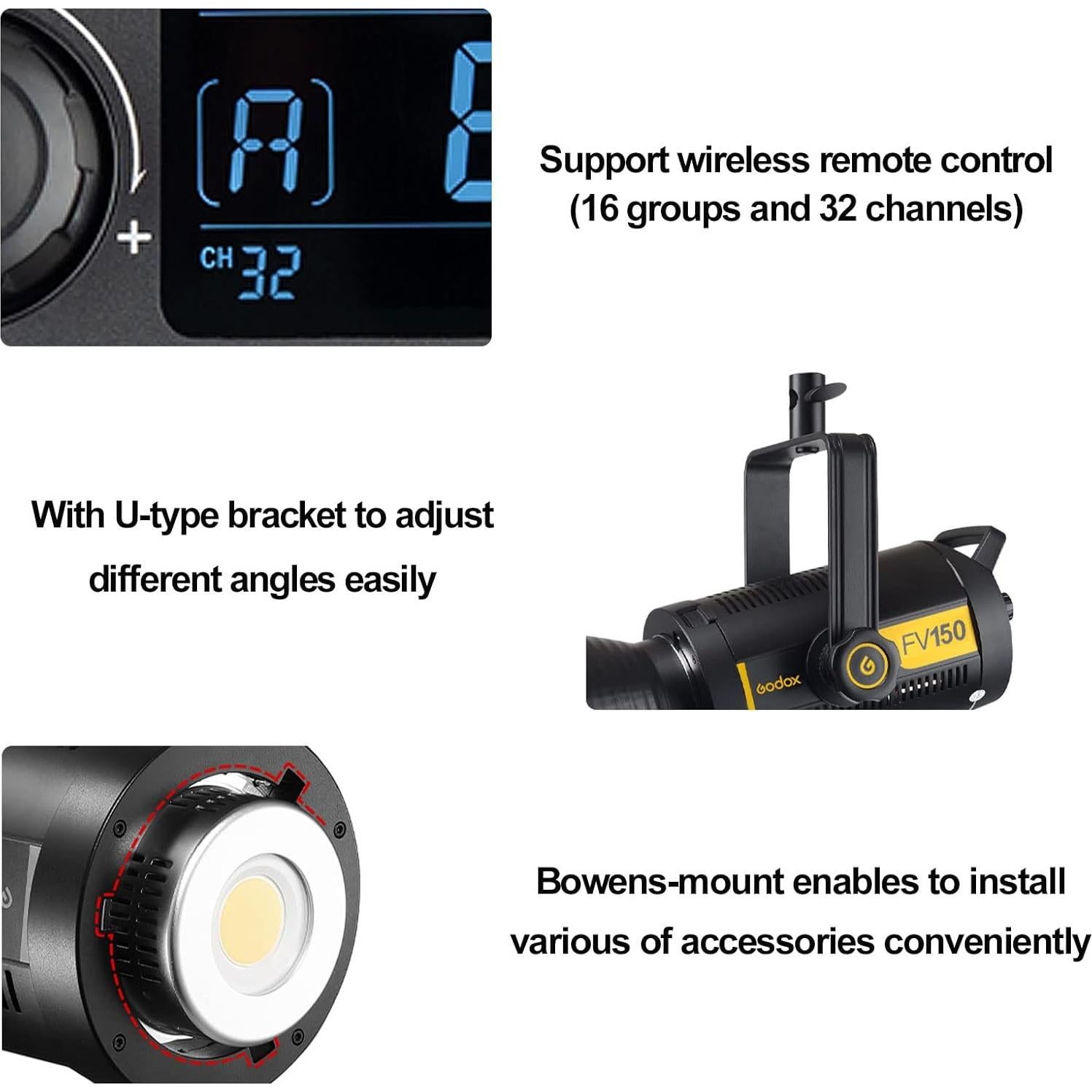 Godox FV150 Luz LED Flash 150W 1/8000s CRI96+ 12000LUX