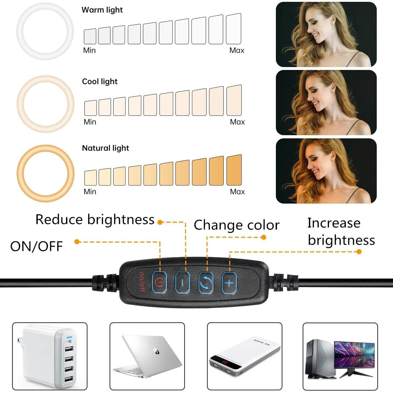 Luz de Anillo LED 8" Yarrashop Ajustable para Video Llamadas