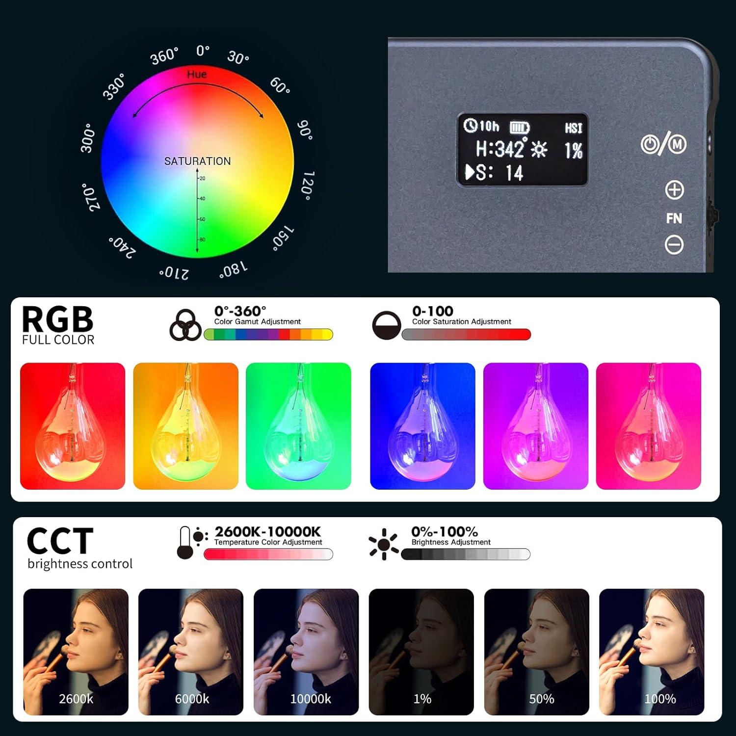 Luz de Video LED T12 Pro RGB 12W Batería 4000mAh 2500-8000K