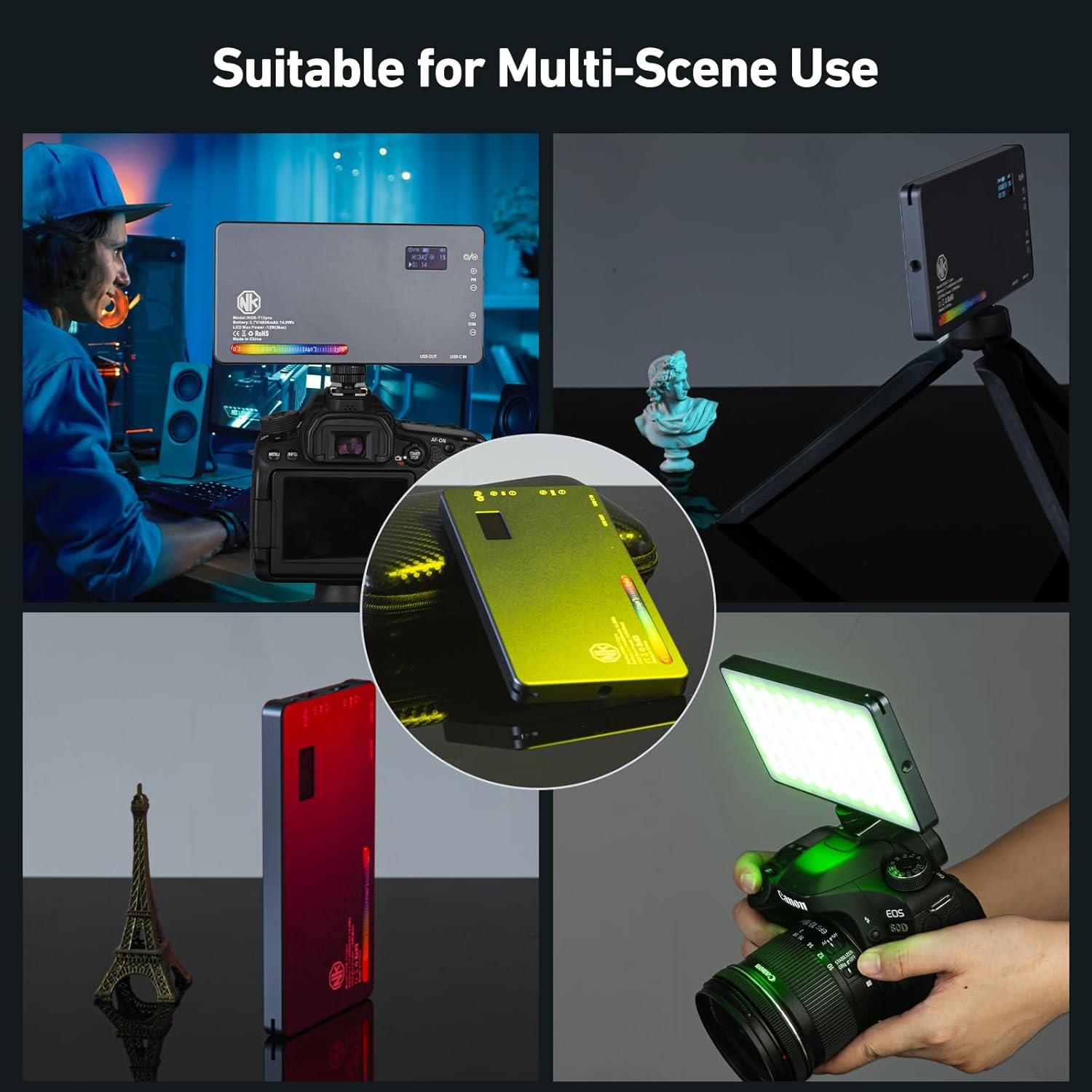 Luz de Video LED T12 Pro RGB 12W Batería 4000mAh 2500-8000K