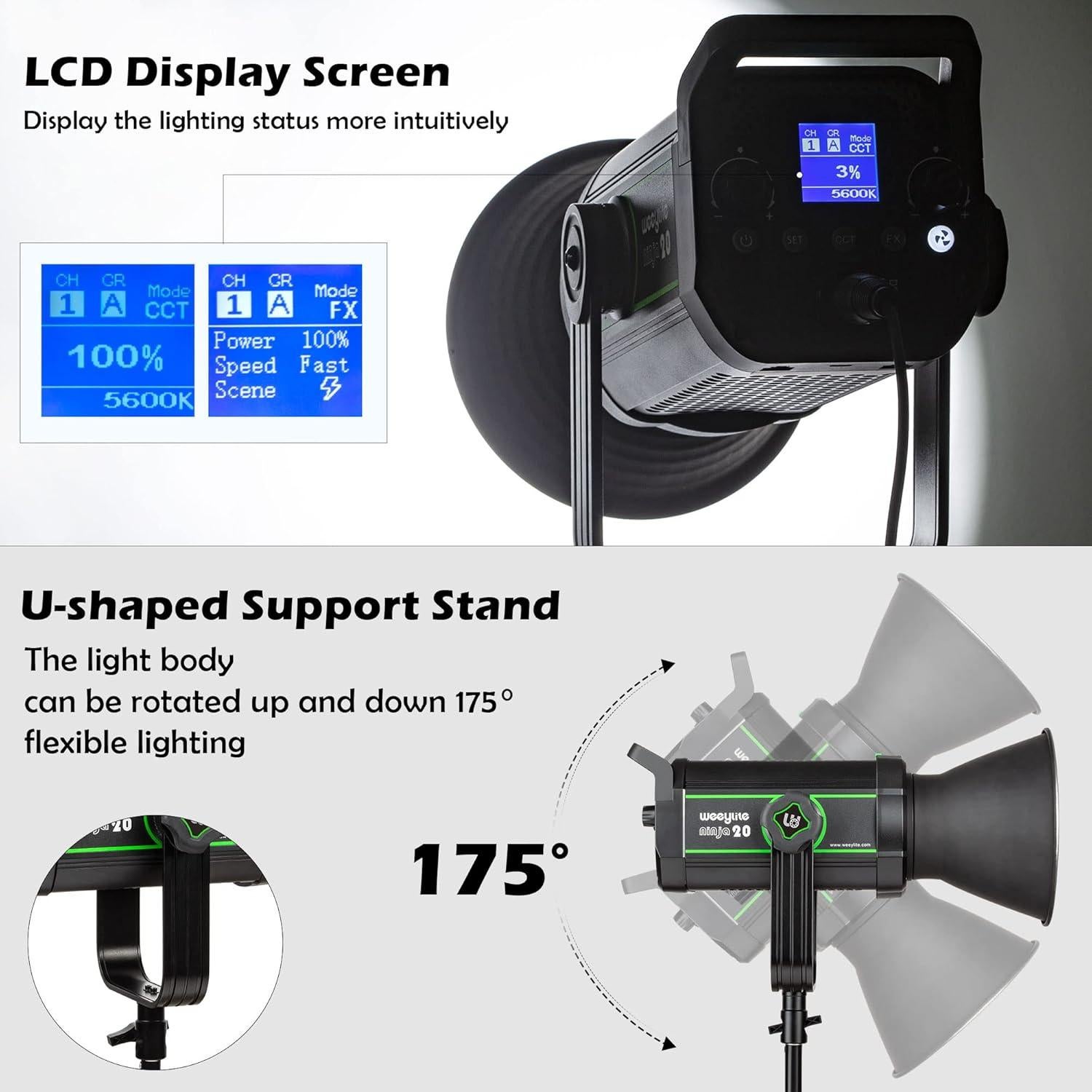 Weeylite Luz Estroboscópica 200W 5600K para Fotografía y Video