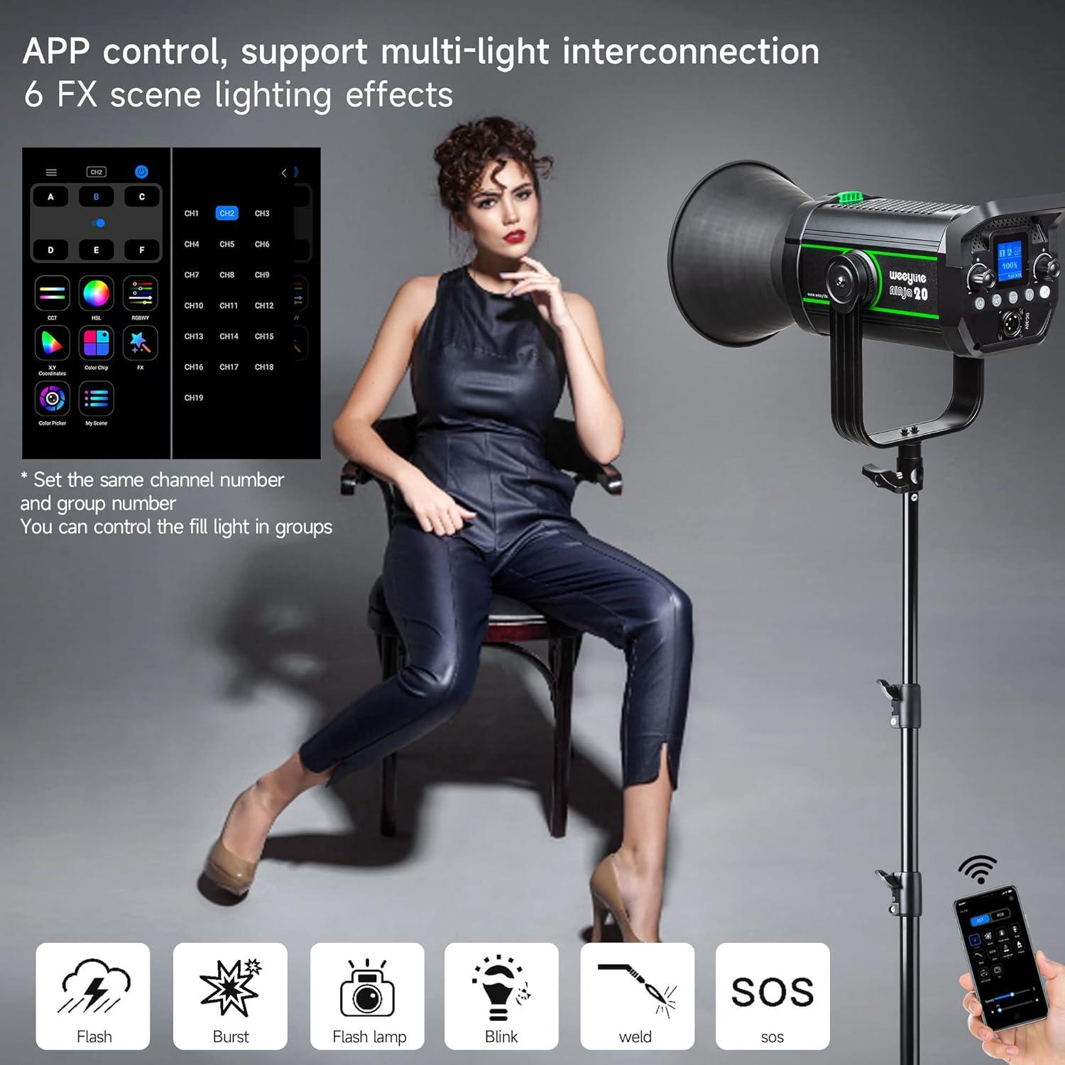 Weeylite Luz Estroboscópica 200W 5600K para Fotografía y Video