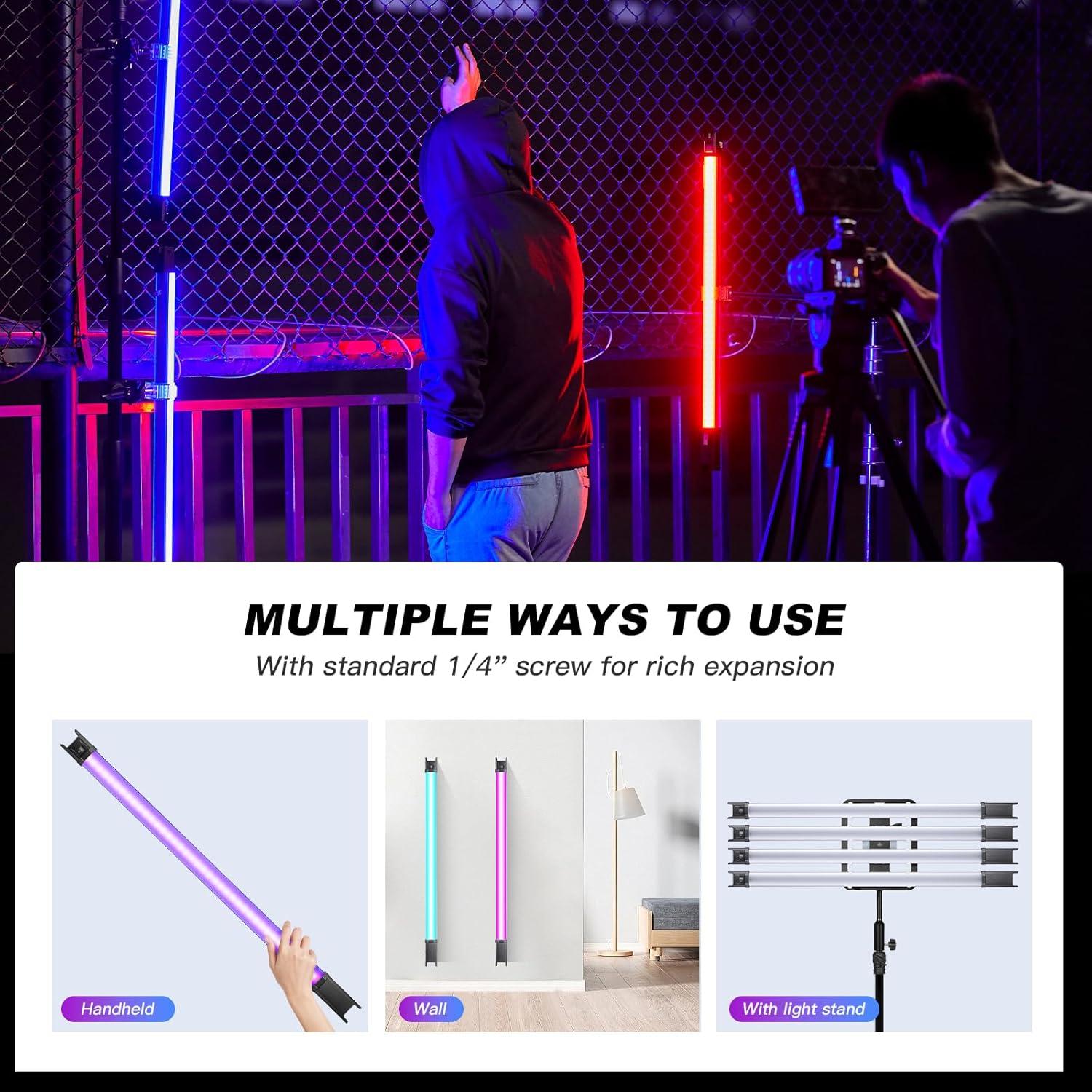 Godox 2Pack TL60 RGB Tube Light Kit Full Color Portable LED Video Light with 2600mAh Rechargeable Battery APP Control 2700K-6500K RGB CCT HSI Gel Mode 39 FX Effects for Photography TikTok YouTube