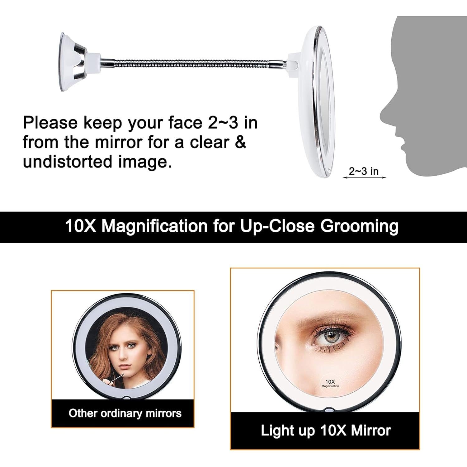 Espejo de Maquillaje Aumentado 10x Brightown con Luz LED