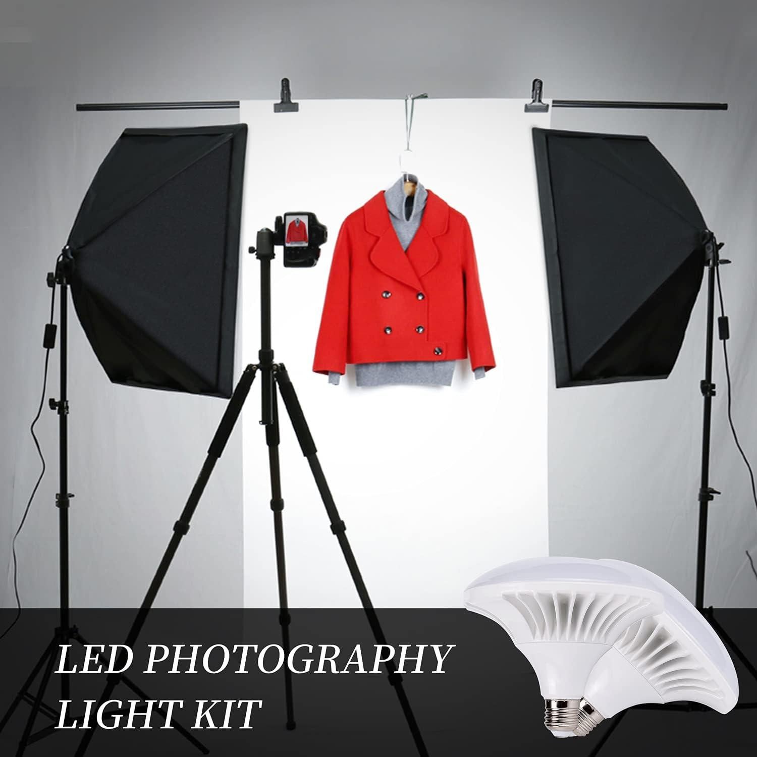 Kit de Iluminación Fotográfica Kshioe Softbox 50x70cm con 2 Bombillas LED 5500K
