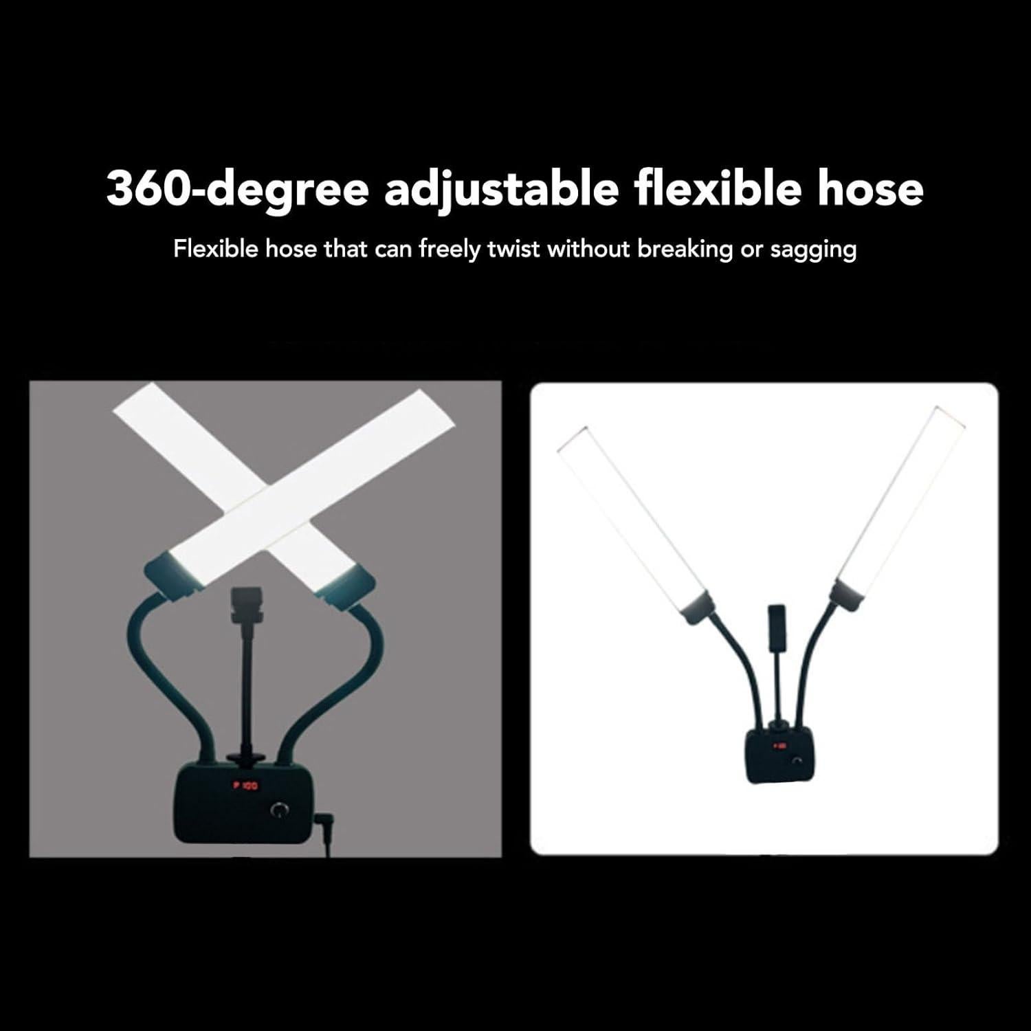 Double Arms LED Video Light, Dual Arm LED Fill Light, 45W LED Video Light Portable with Phone Holder for Travel, Live Streaming, Outdoor Shooting, and Makeup. Adjustable Lighting