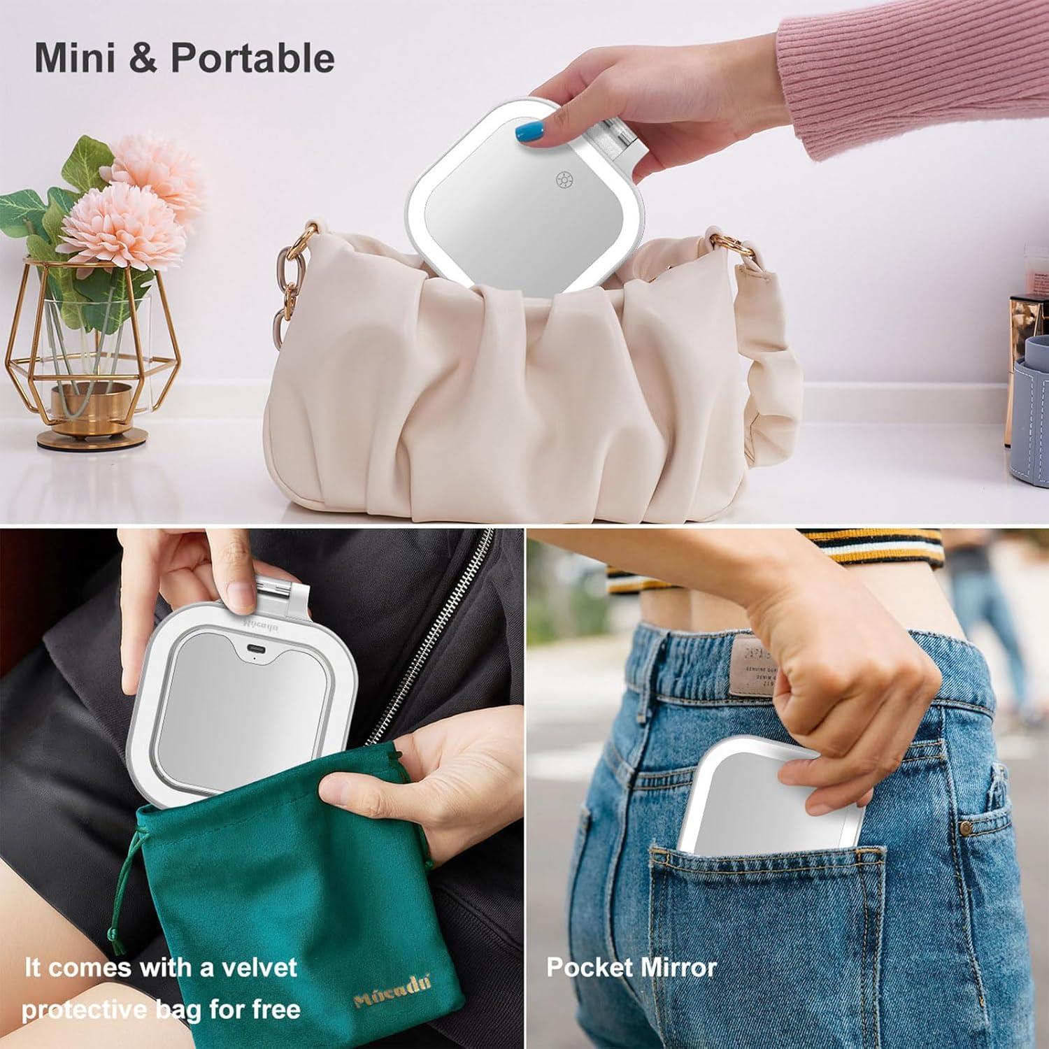 Espejo de Maquillaje Mocado 1X/10X Compacto con Luz