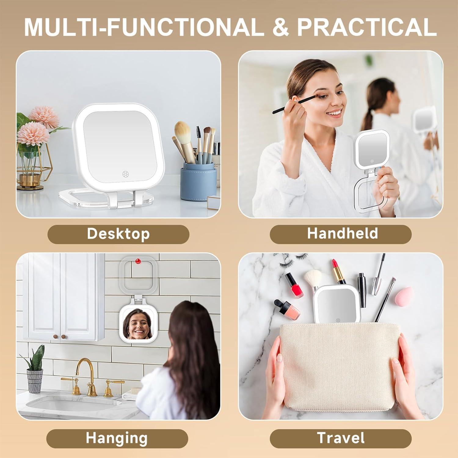 Espejo de Maquillaje Mocado 1X/10X Compacto con Luz