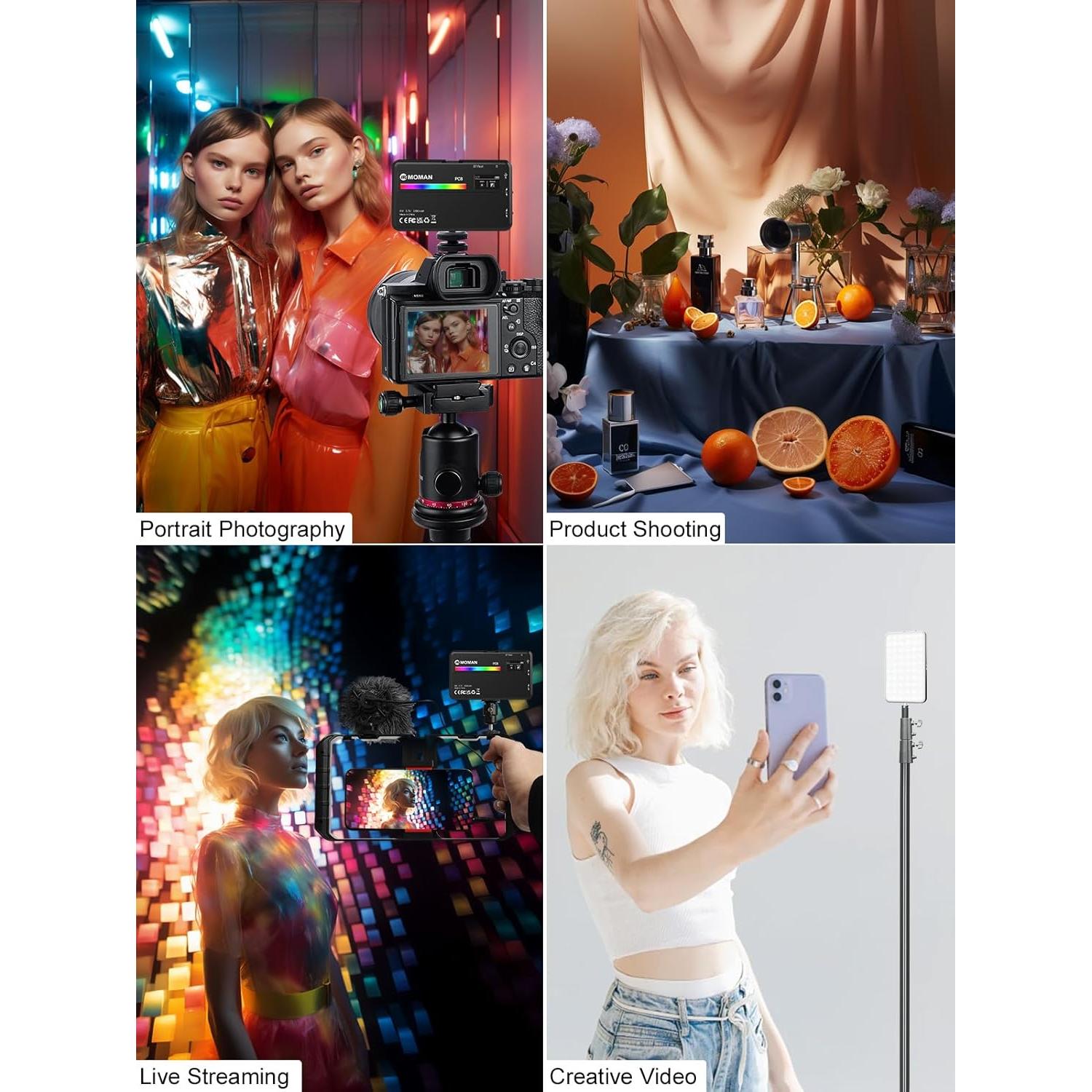 Luz de Cámara LED RGB MOMAN PC8 91 LEDs 2500-9000K 3100mAh