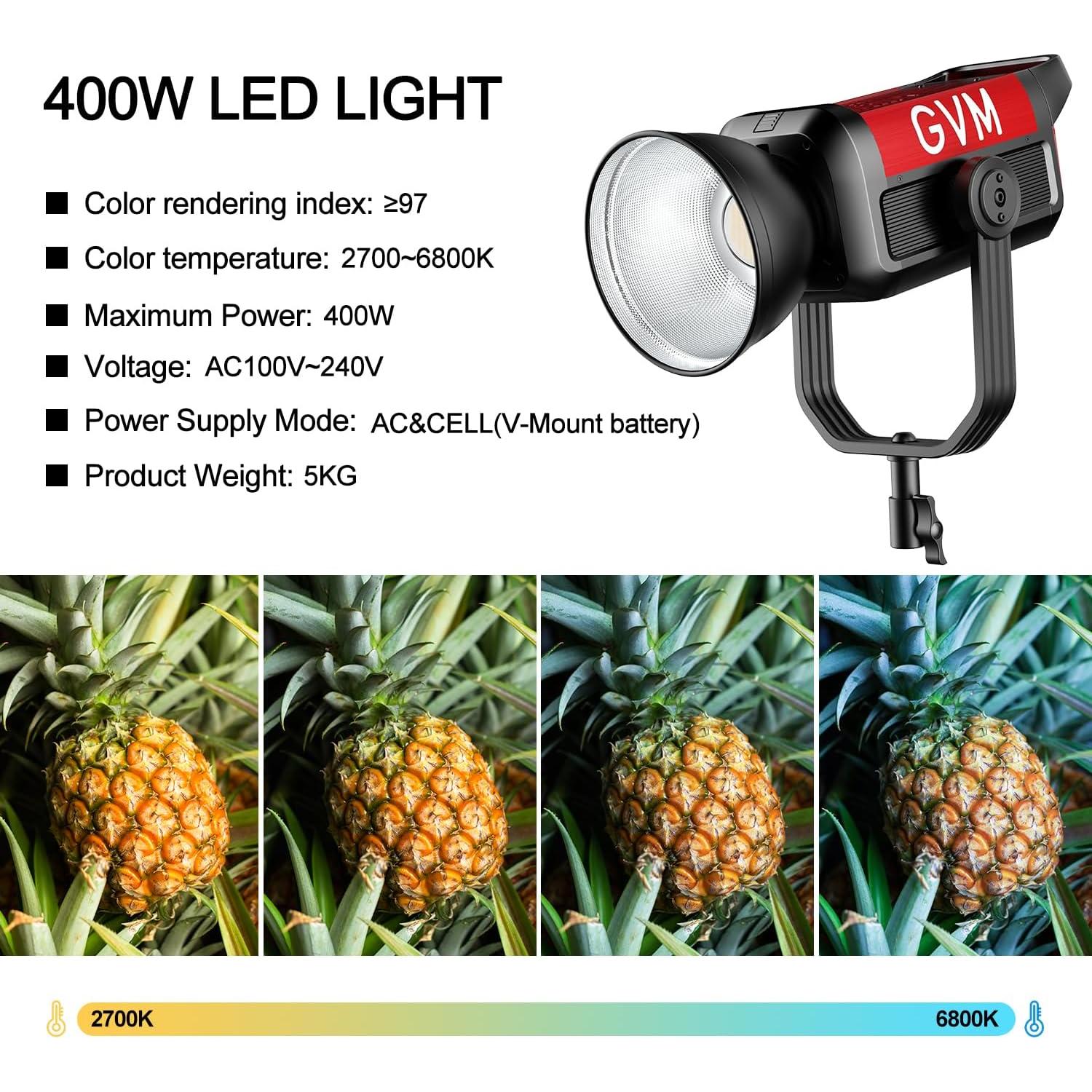 Luz de Video LED GVM Pro 400B 400W Control APP CRI97+