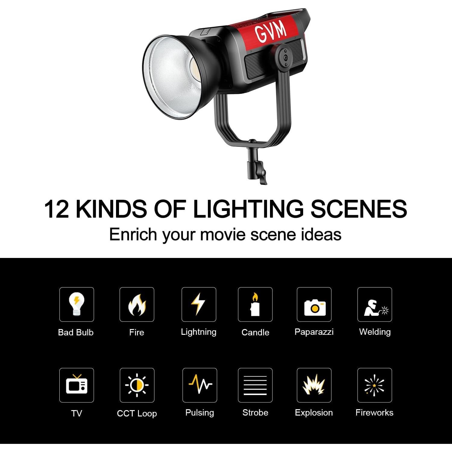 Luz de Video LED GVM Pro 400B 400W Control APP CRI97+