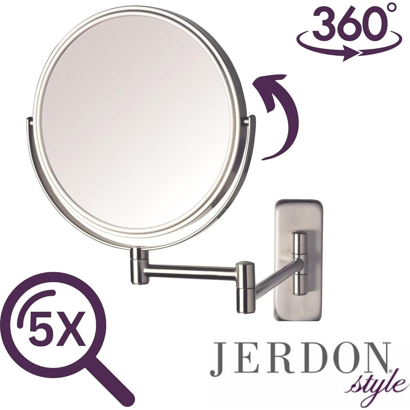 Espejo de Maquillaje Jerdon JP7506N 8" Doble Cara Niquel