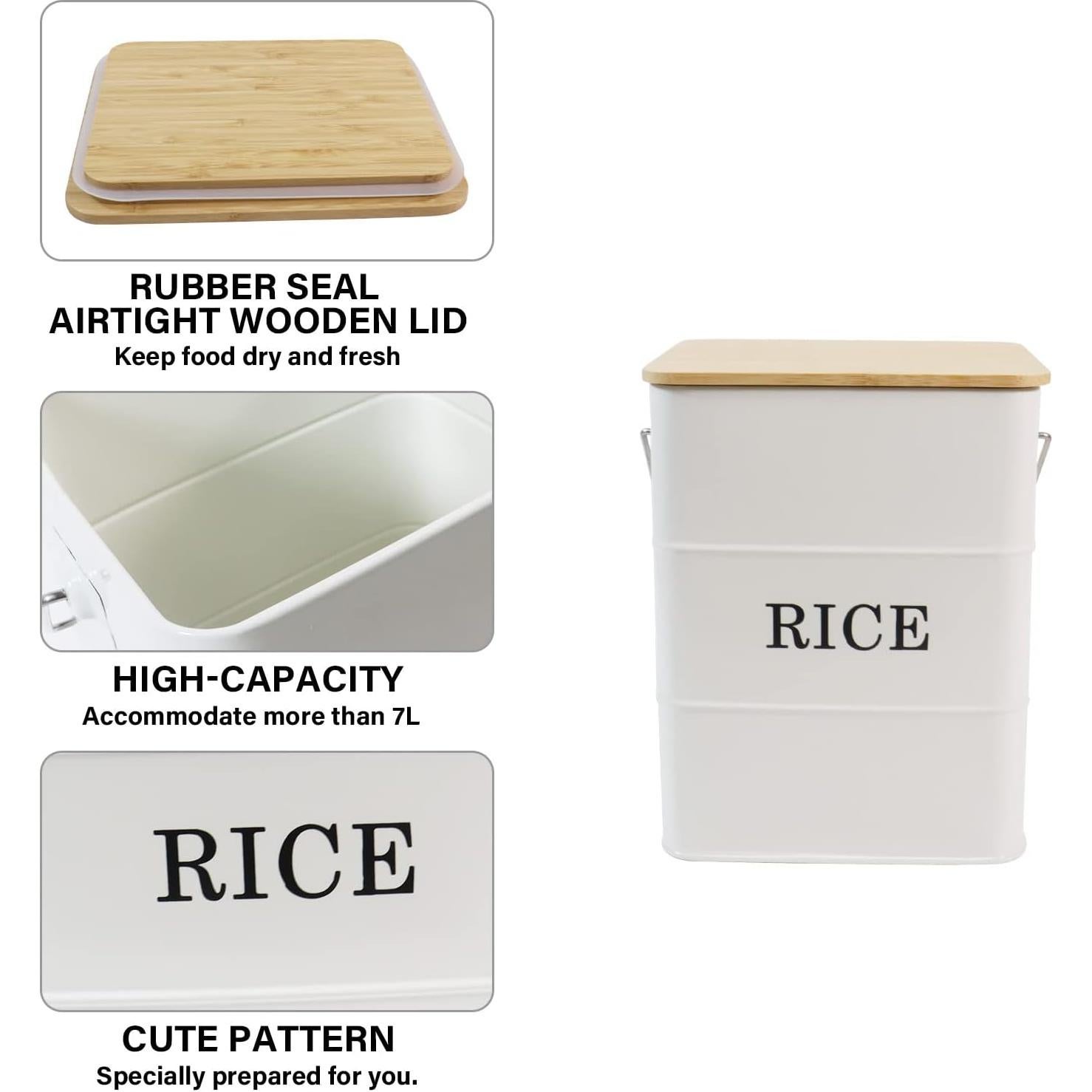 Contenedor de Almacenamiento de Arroz Gdfjiy 10L con Tapa de Bambú