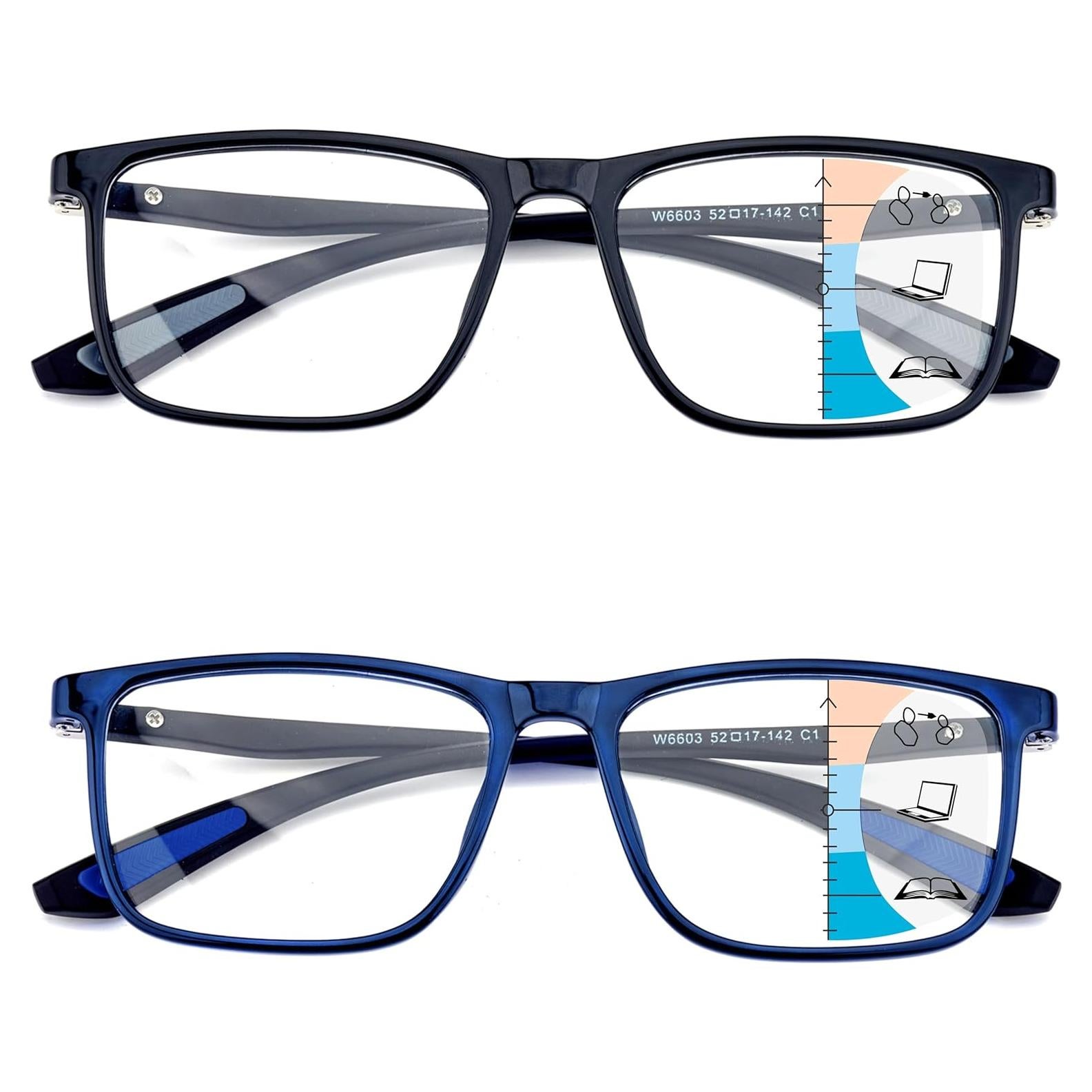 Gafas de lectura multifocales Jcuangr 2.0x con luz azul