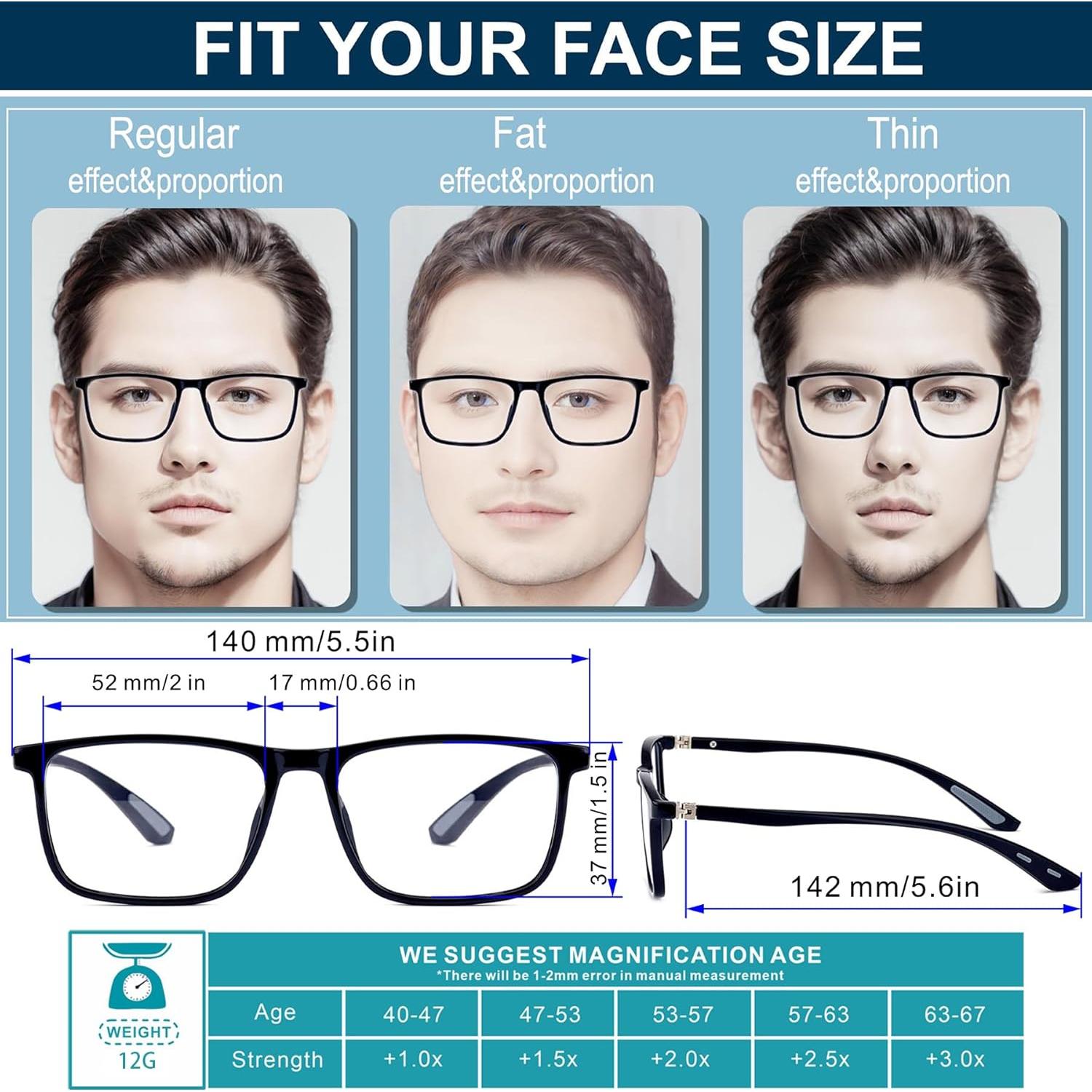 Gafas de lectura multifocales Jcuangr 2.0x con luz azul