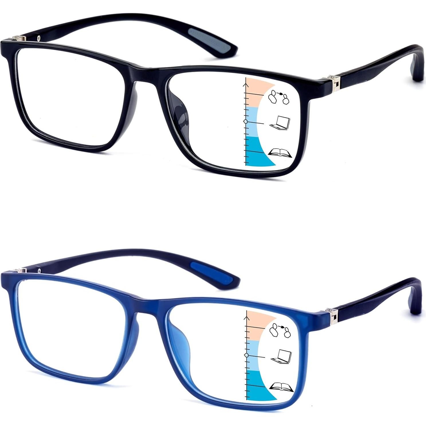 Gafas de lectura multifocales Jcuangr 2.0x con luz azul