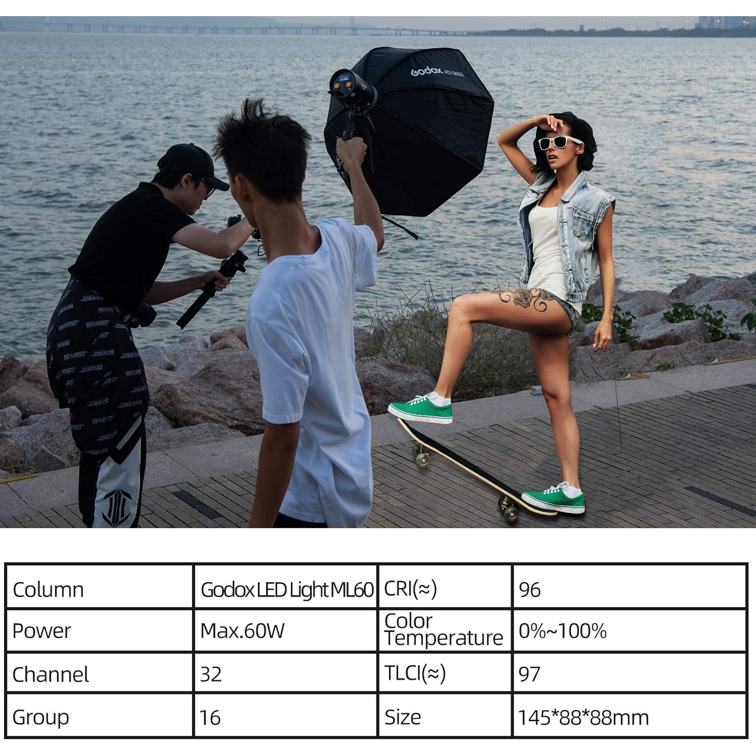 Luz de Video Godox ML60 60W 5600K Portátil con Efectos