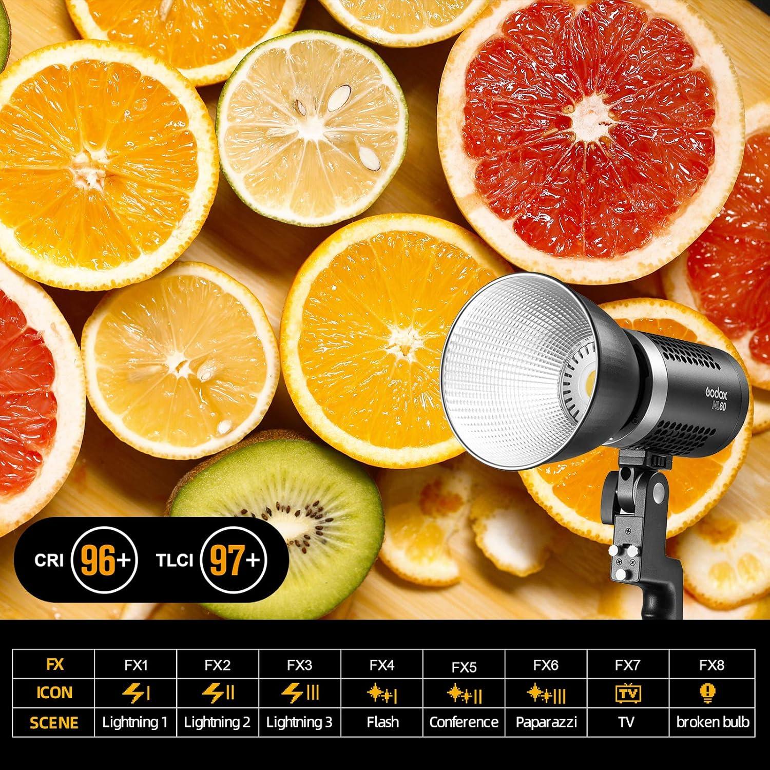 Luz de Video Godox ML60 60W 5600K Portátil con Efectos