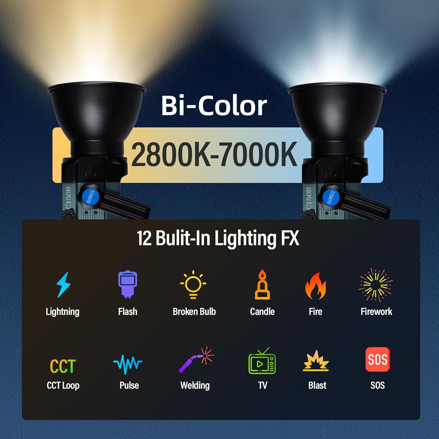 Luz de Video Bi Color SIRUI C150B 150W LED Continua 2800-7000K