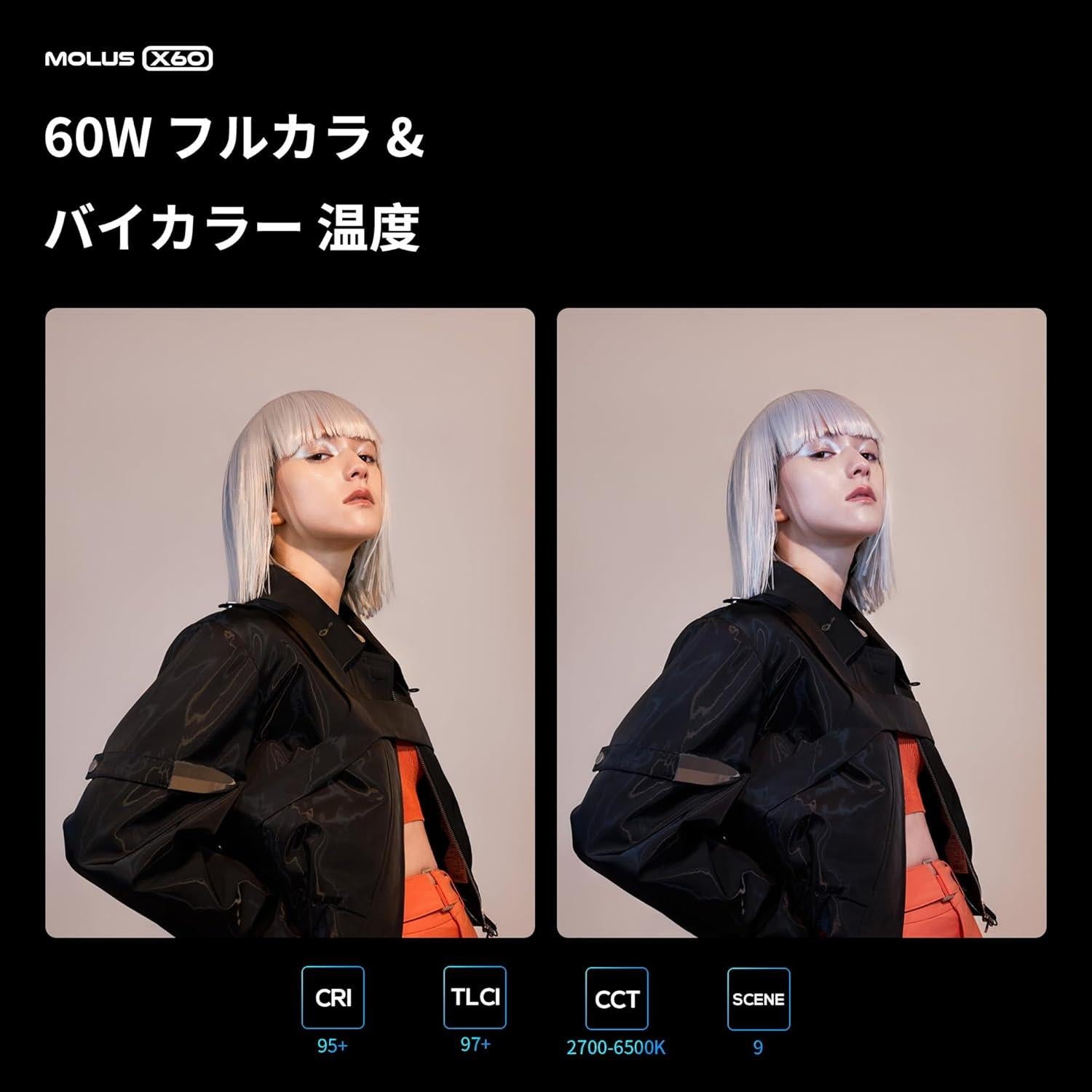 ZHIYUN Molus X60 Combo Luz LED Bi-Color 2700K-6500K 60W