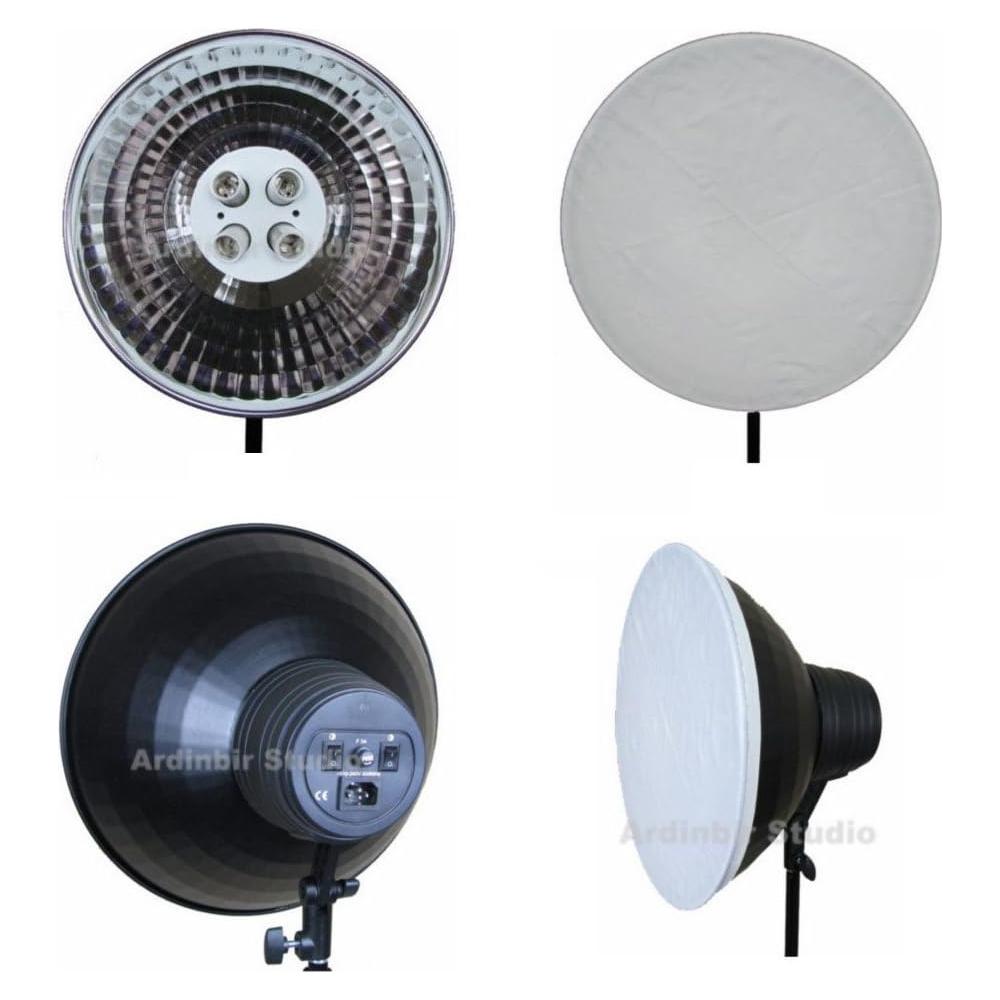 Lámpara de estudio Ardinbir 4 cabezales con reflector 38 cm