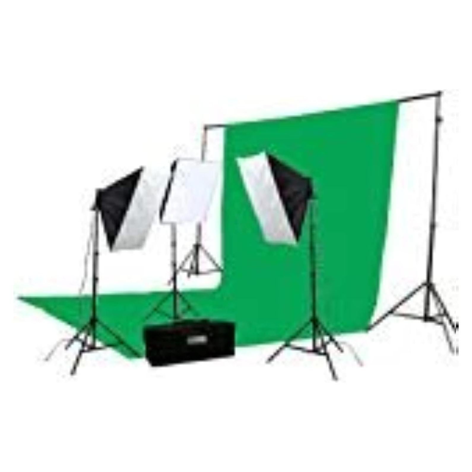 ePhoto 2400 Watt Continuous Video Photography Studio Chromakey Green Screen Lighting Kit H9004S3-1020G