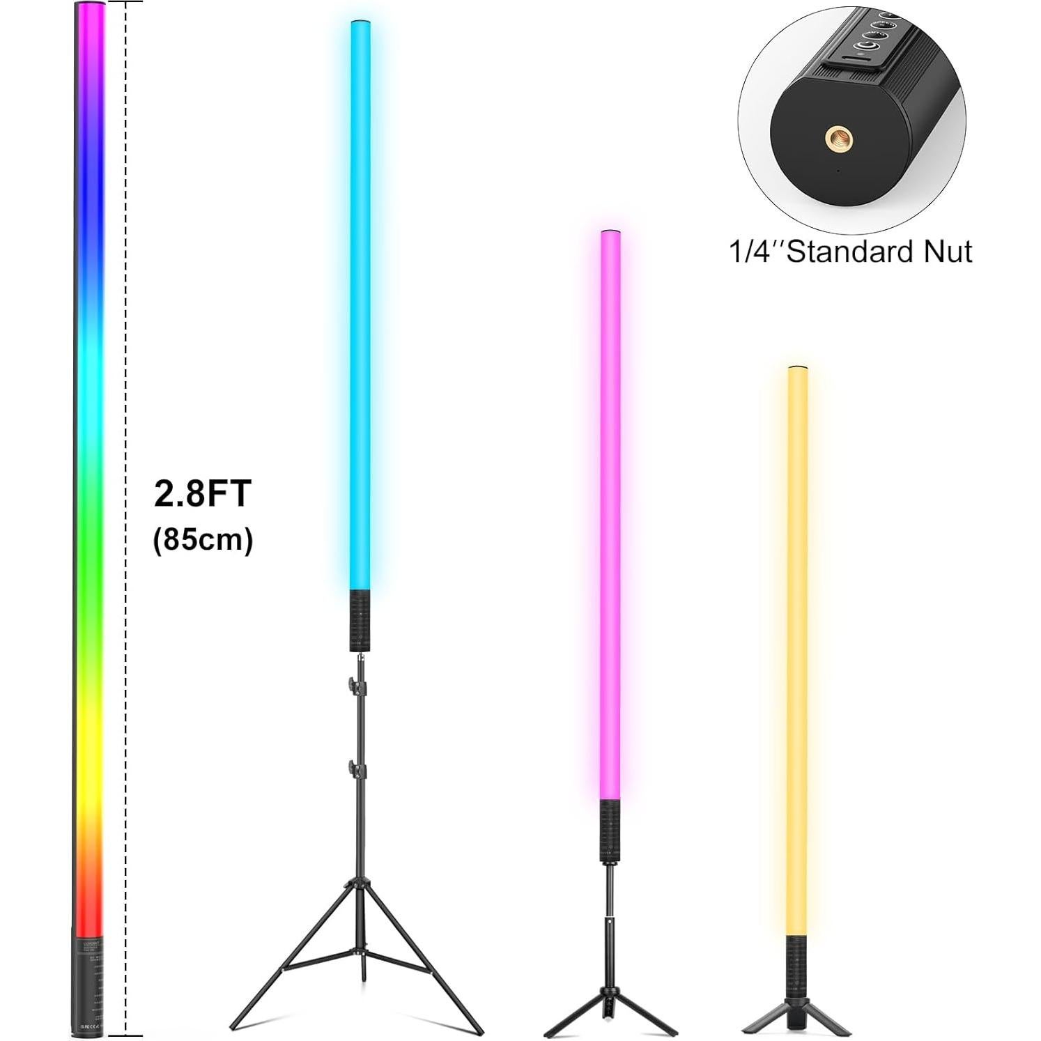 Barra de Luz LED RGB Lookmein 0.85 m con Soporte y Batería