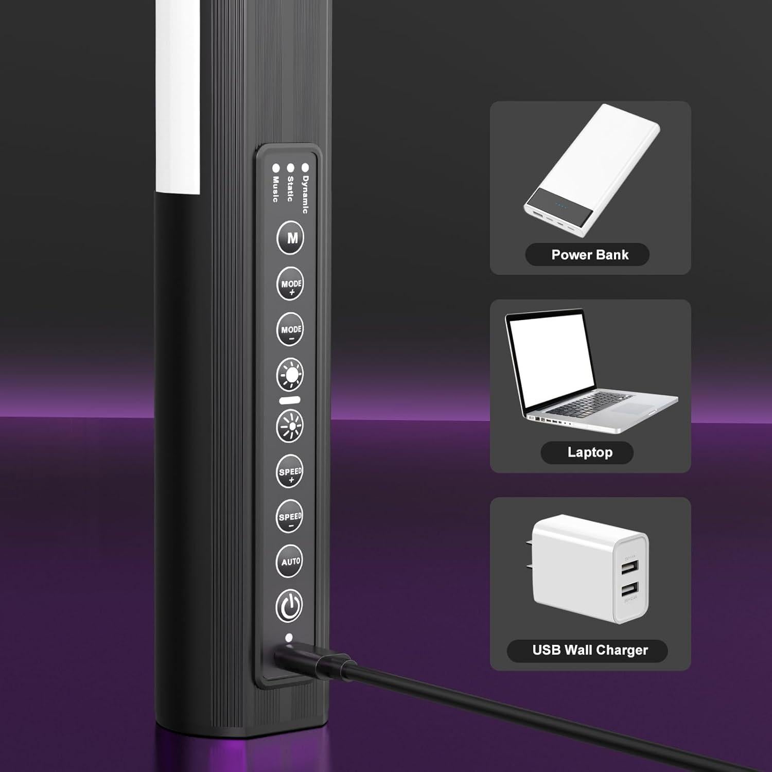 Barra de Luz LED RGB Lookmein 0.85 m con Soporte y Batería