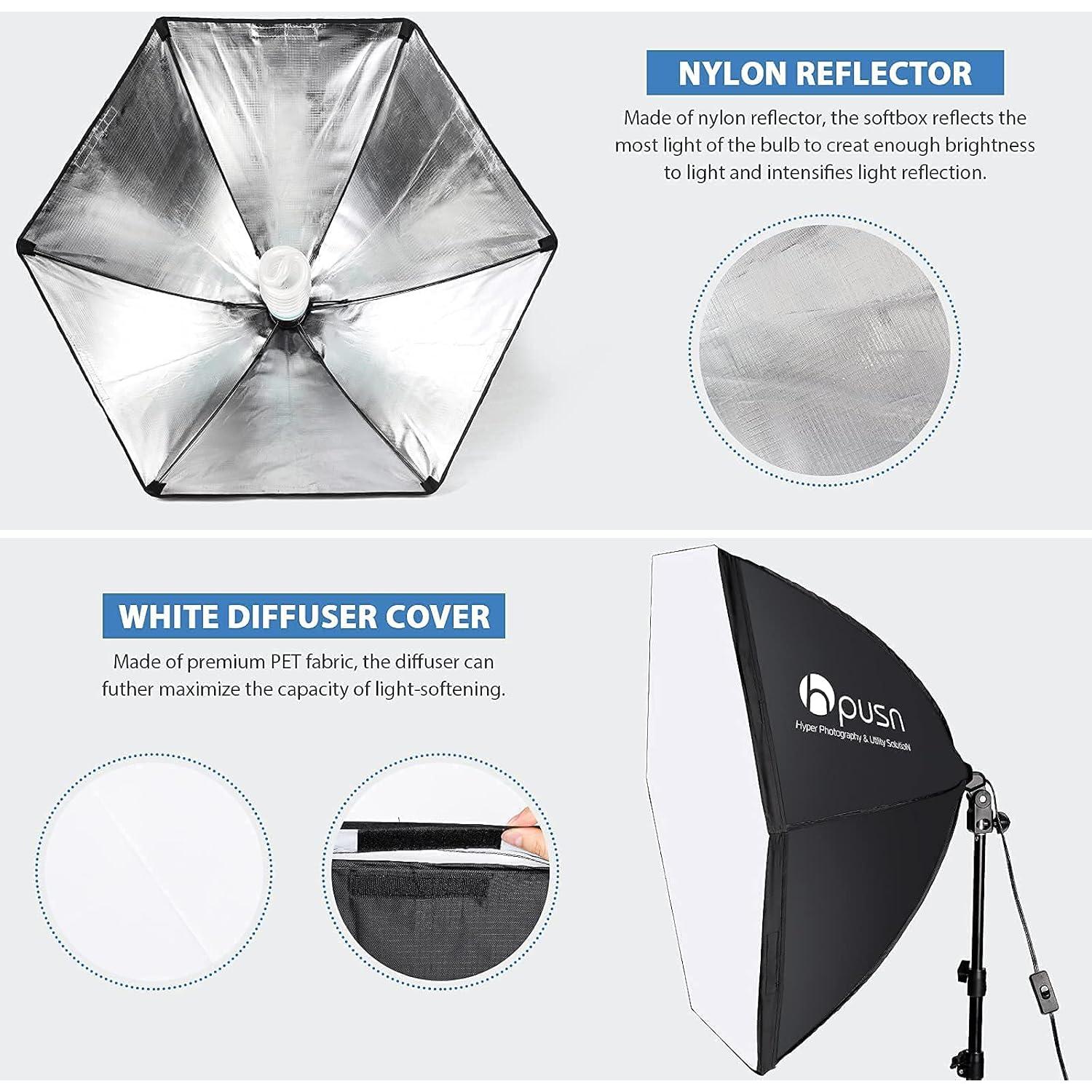 Kit de Estudio Fotográfico HPUSN con Soporte y Softbox 76 cm