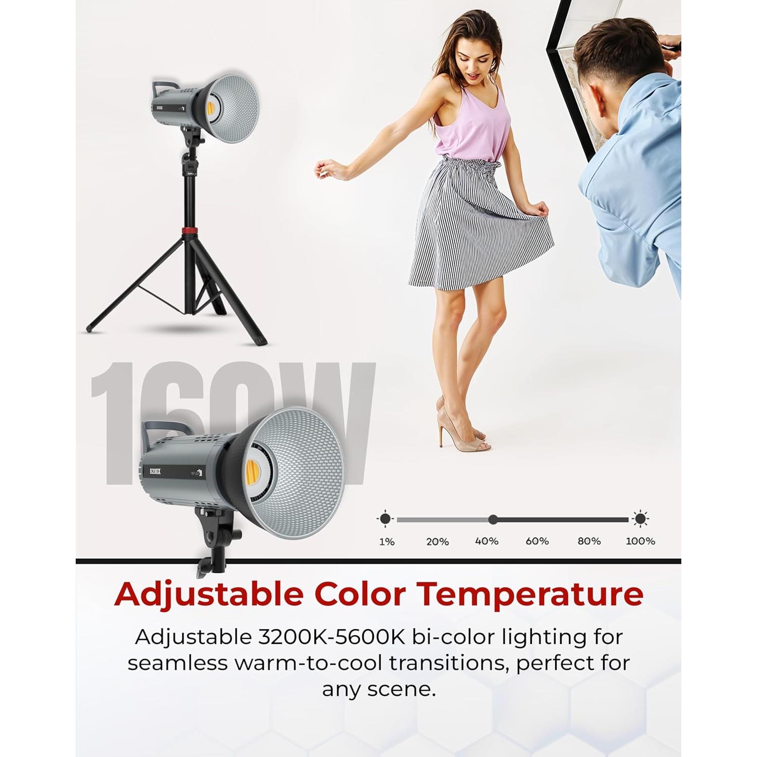 Luz LED COB Bi-Color 160W Reflex Camera CL-B200X 3200-5600K