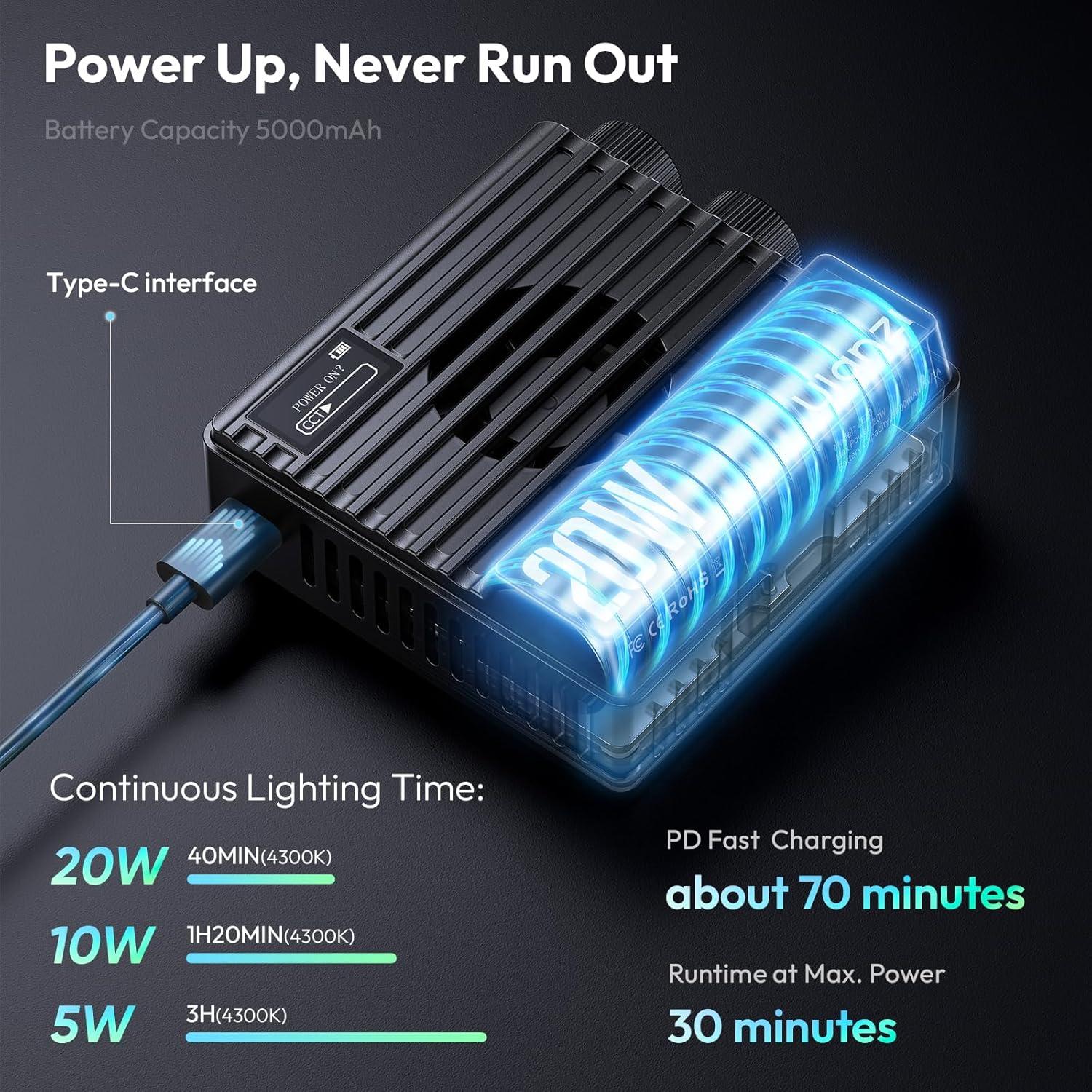 Luz de Video RGB ULANZI LE20 20W Portátil 2500-9000K