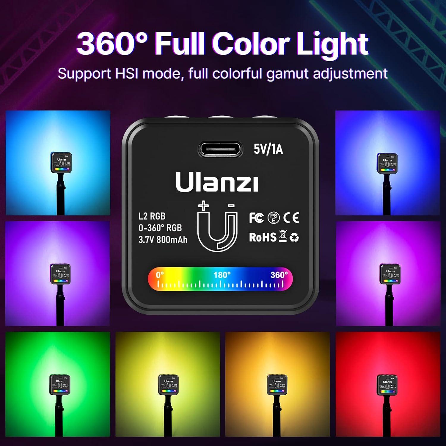 Luz LED RGB ULANZI L2 Portátil 360° para Microfotografía