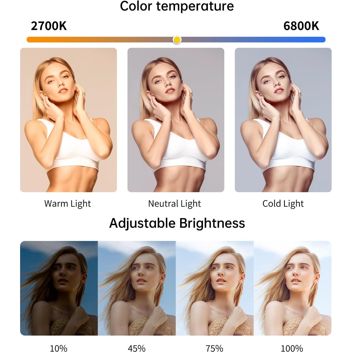 Luz de Anillo LED GVM TL600B 2700K-6800K para Smartphone