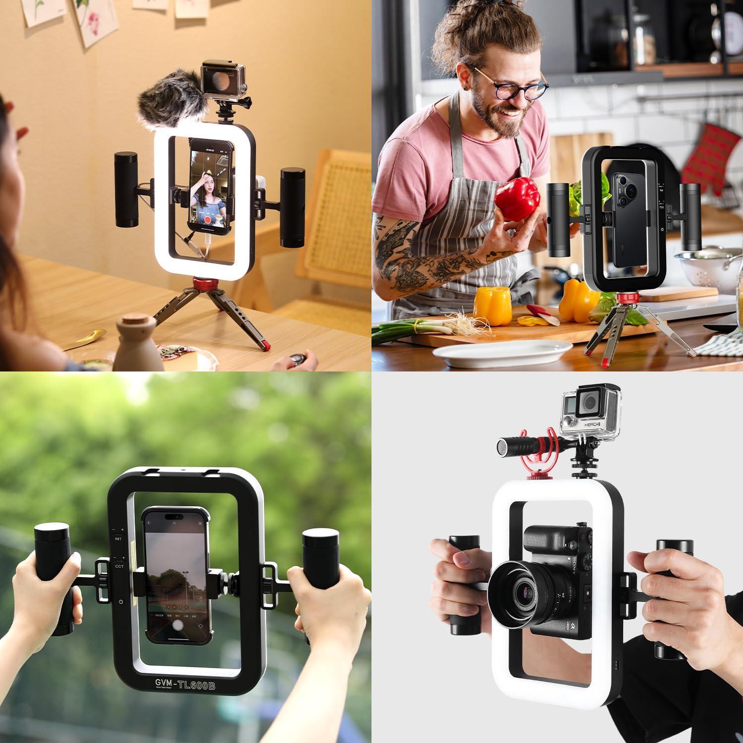 Luz de Anillo LED GVM TL600B 2700K-6800K para Smartphone