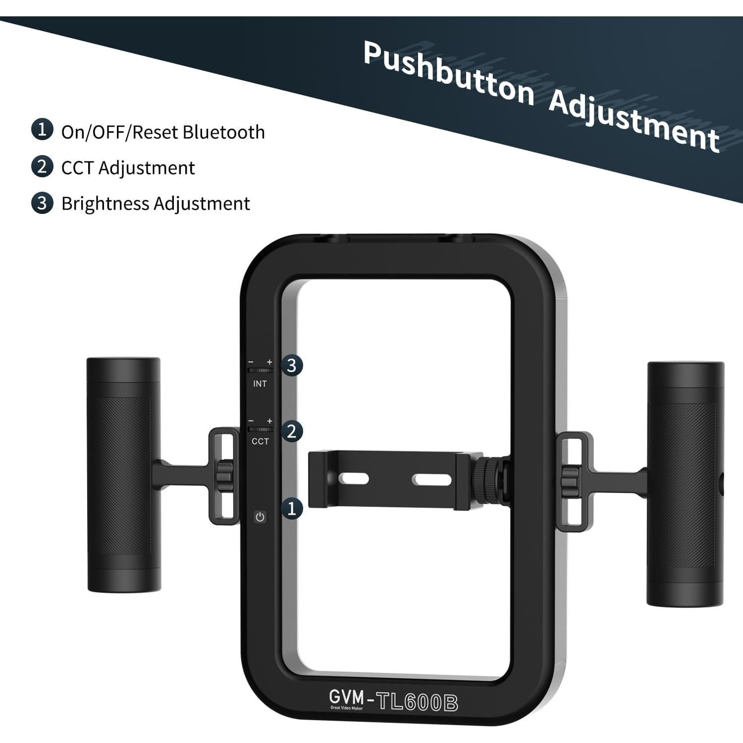 Luz de Anillo LED GVM TL600B 2700K-6800K para Smartphone