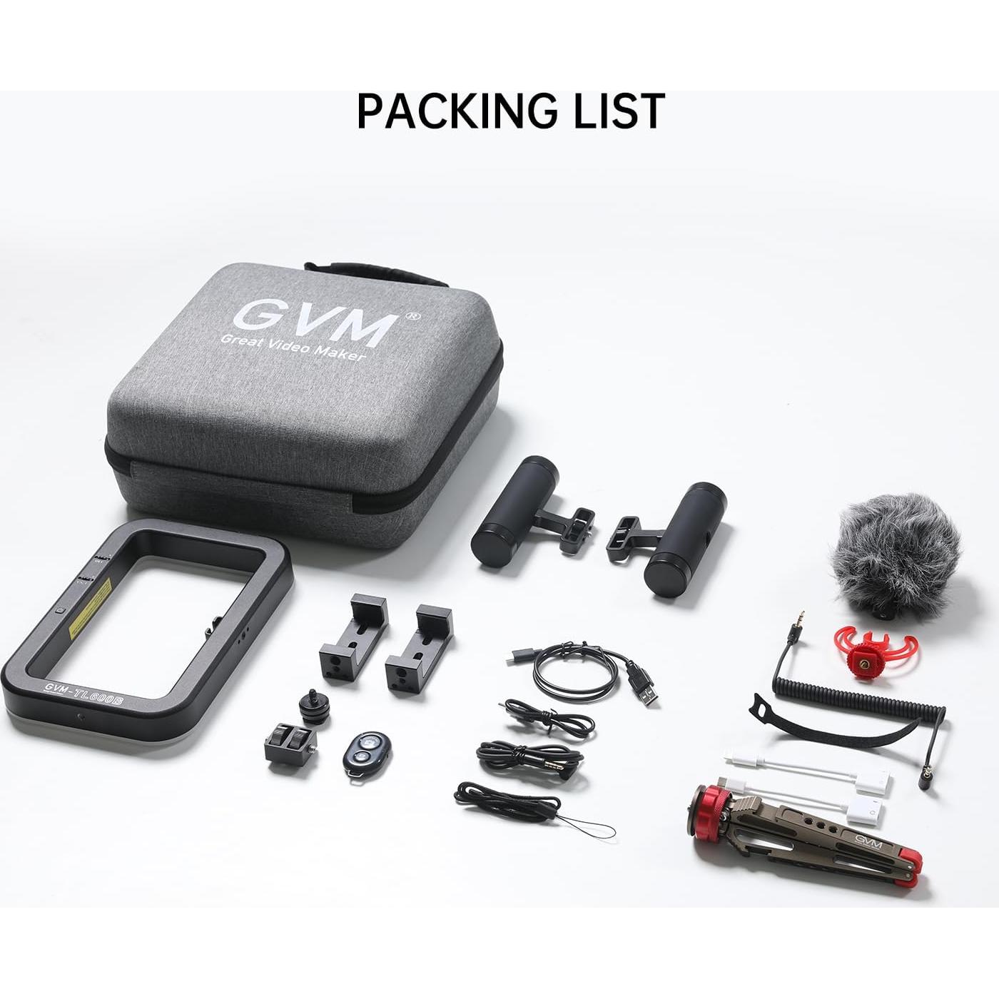 Luz de Anillo LED GVM TL600B 2700K-6800K para Smartphone