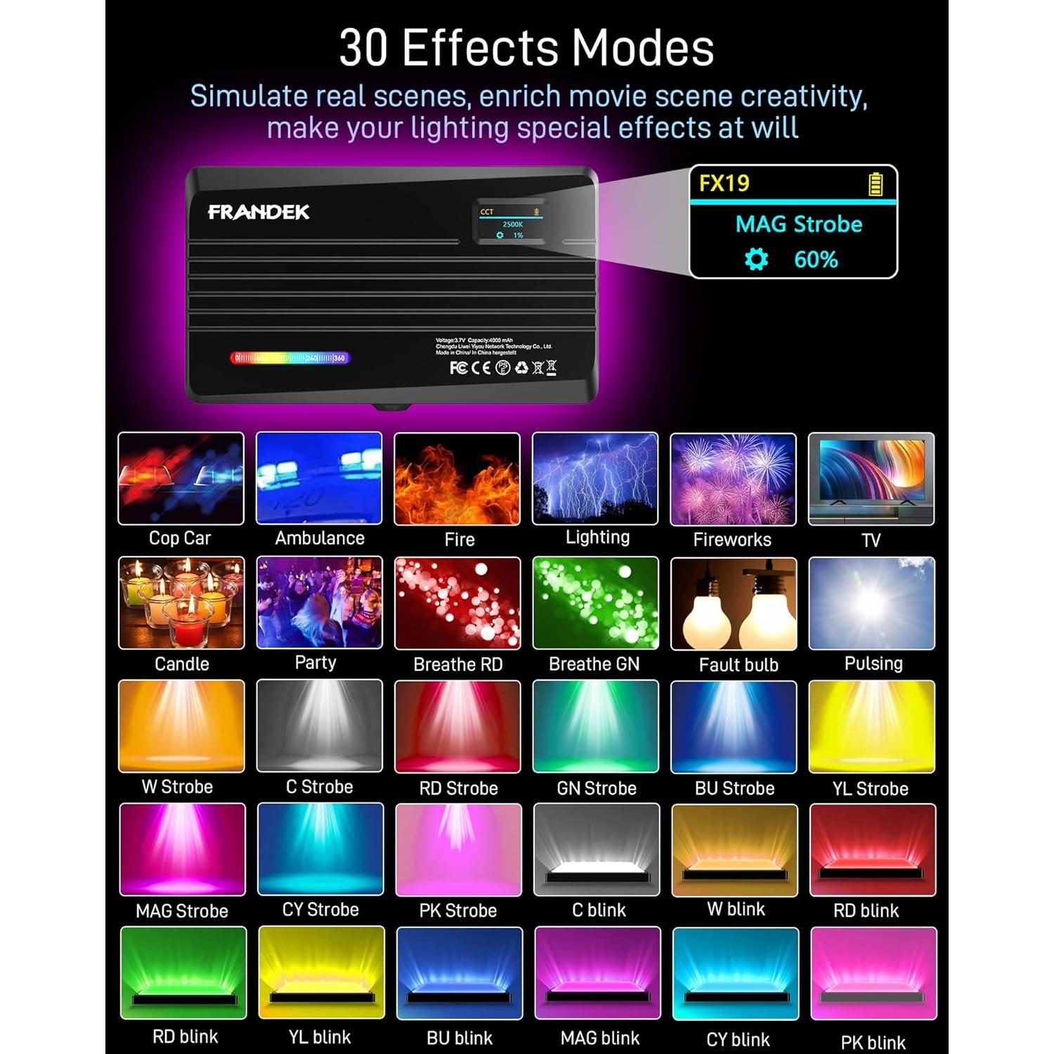 Luz Portátil RGB FRANDEK 4000mAh para Fotografía y Video