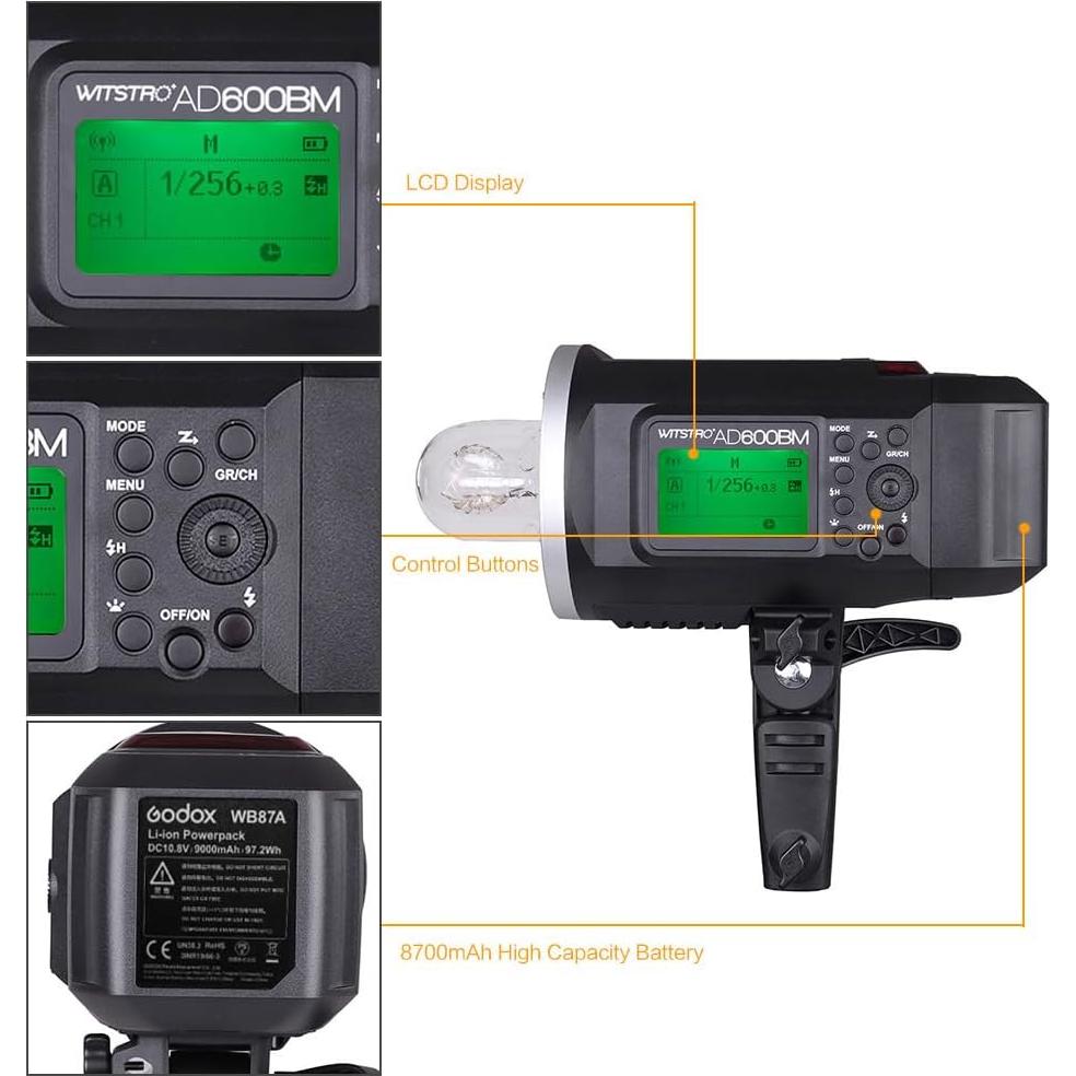 Flash Estroboscópico Godox AD600BM 600WS GN87 HSS 1/8000s