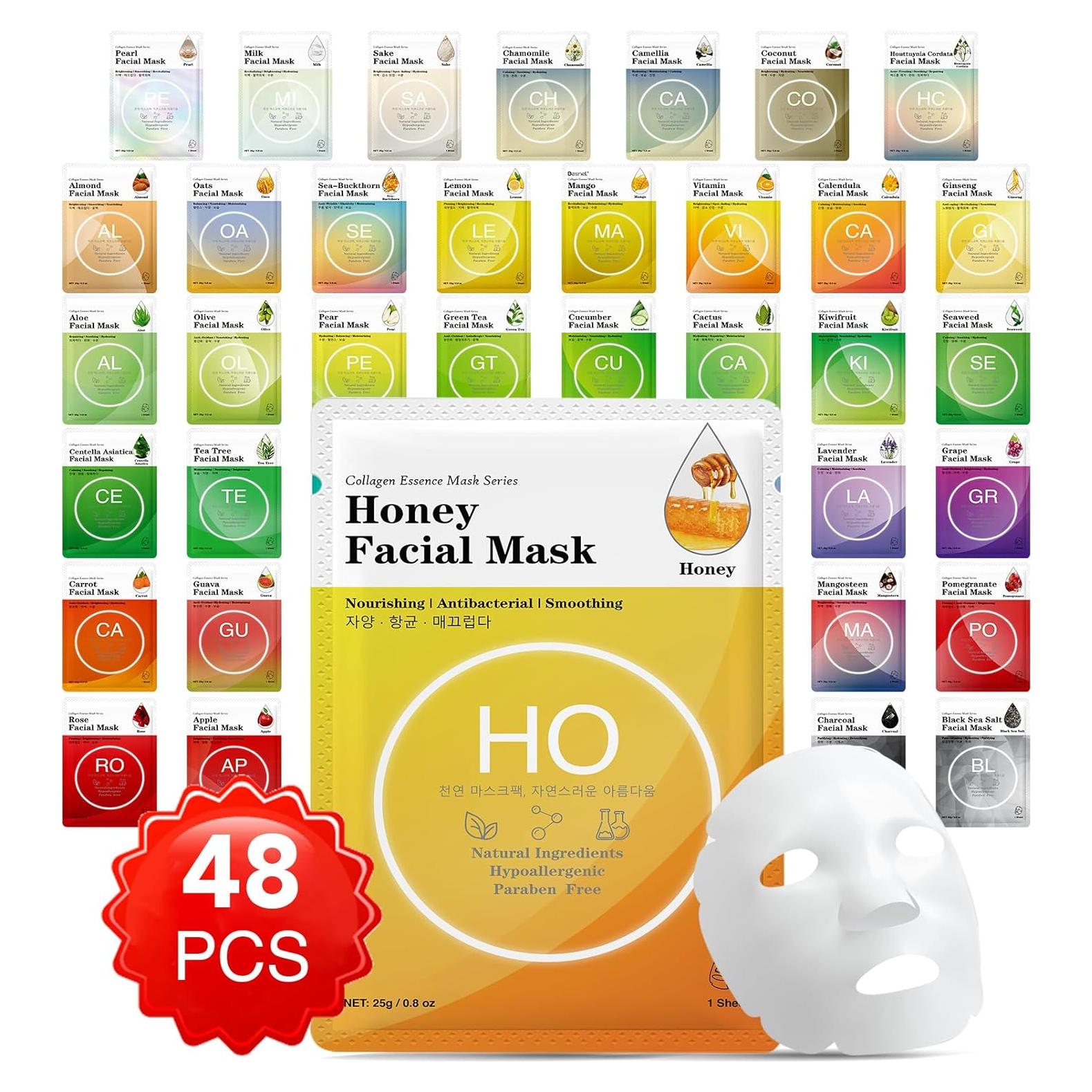 Máscaras Faciales de Colágeno VESPRO - Paquete de 48 Unidades