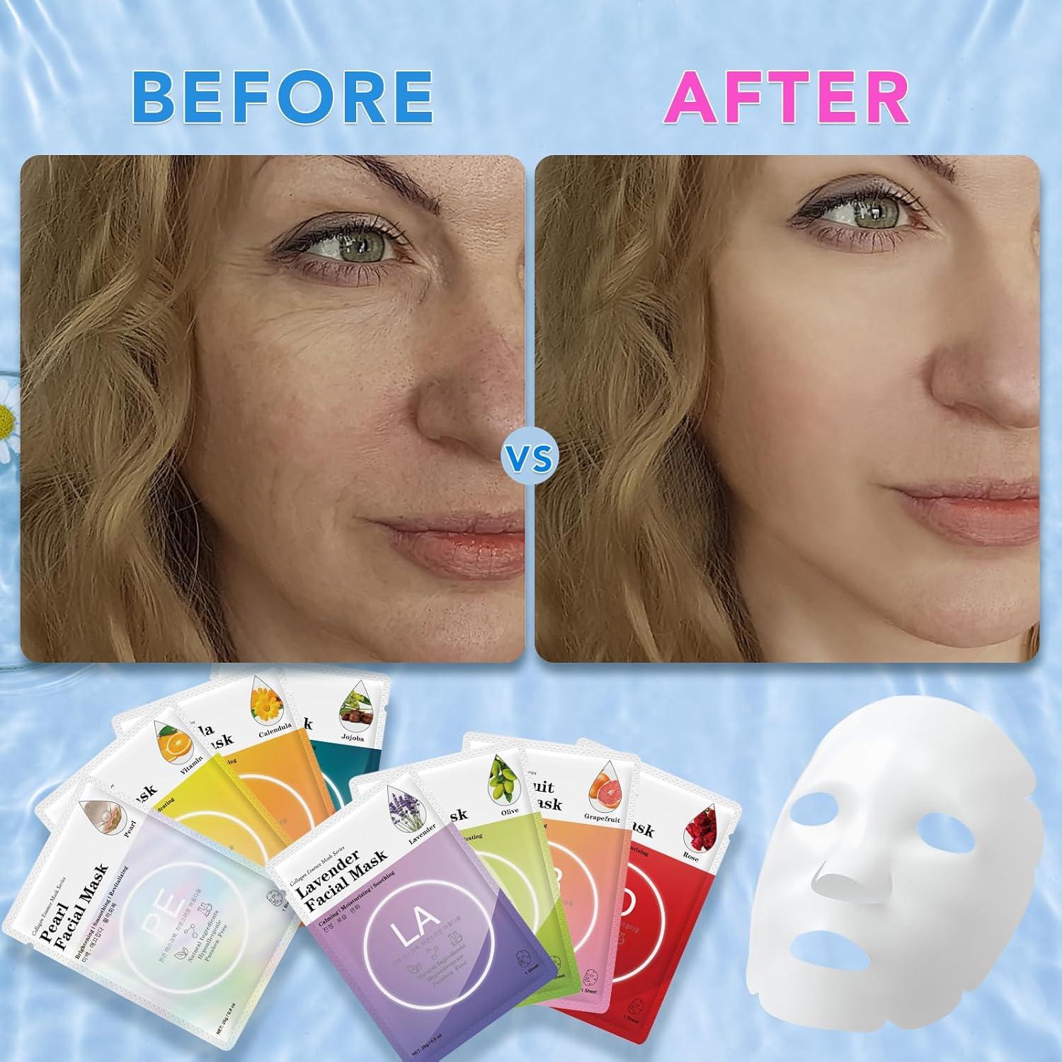 Máscaras Faciales de Colágeno VESPRO - Paquete de 48 Unidades