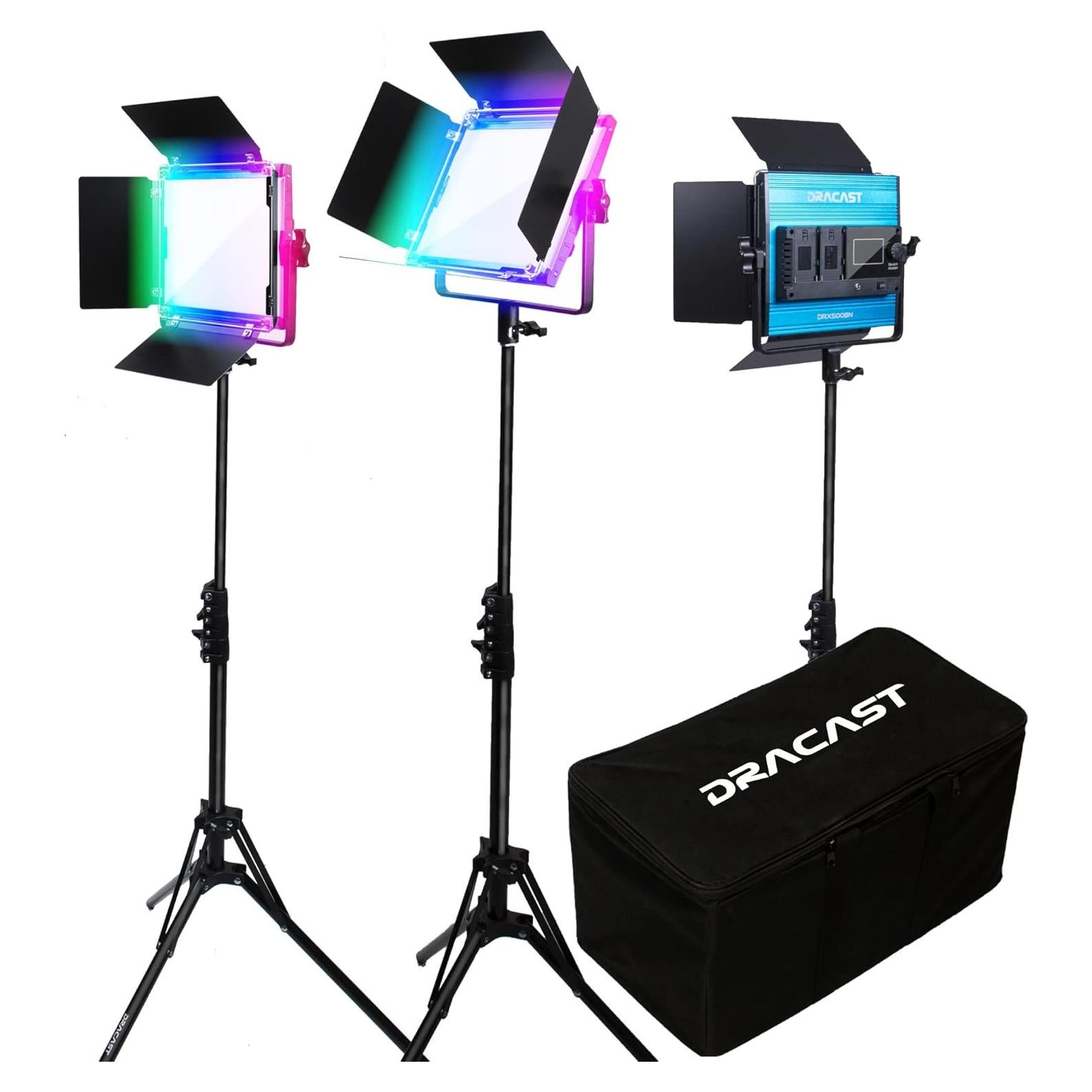 Kit de Iluminación LED RGB Dracast DRX3500RGBS - 3 Luces con Accesorios